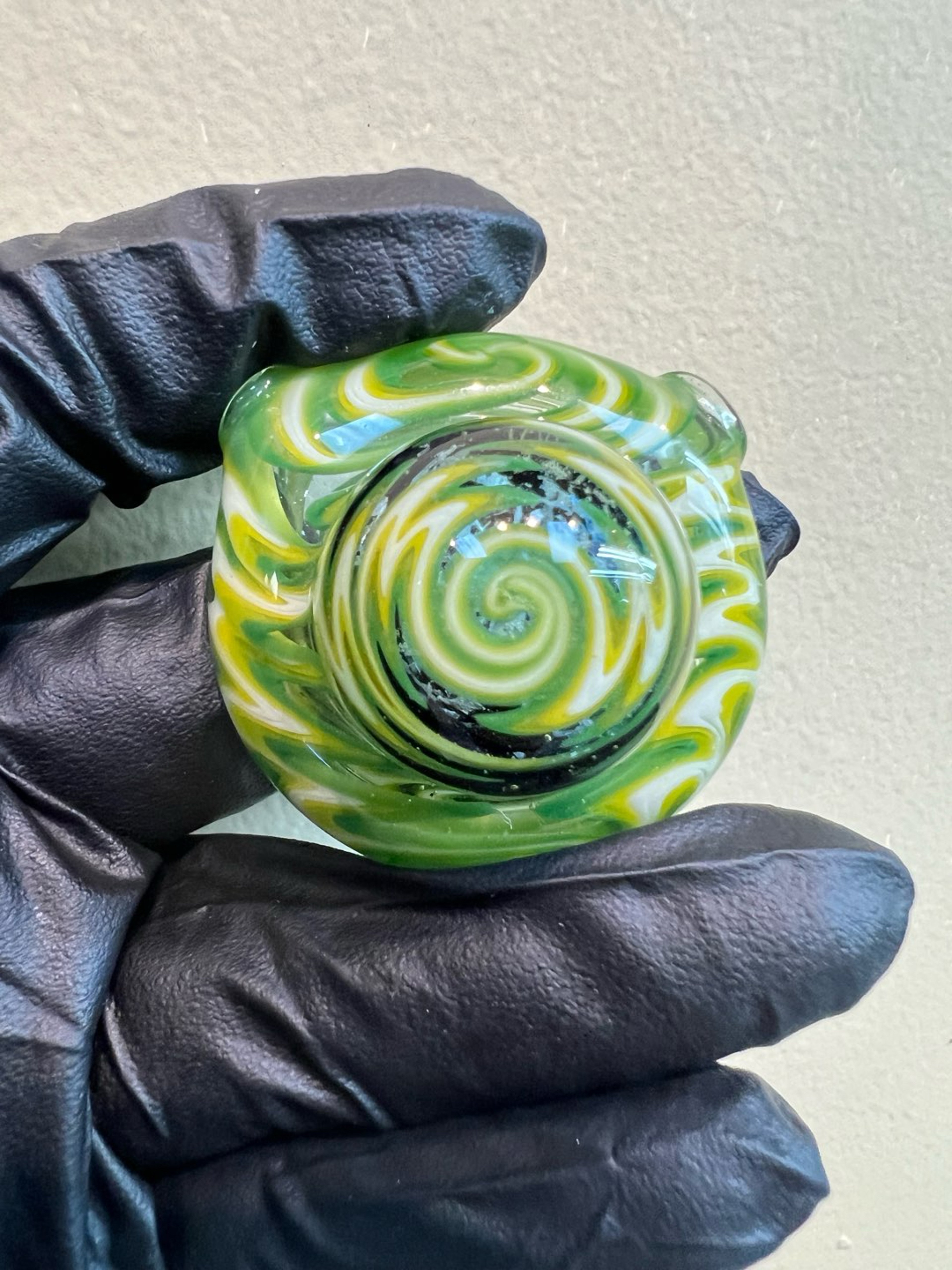 Preview pic of MattZ Green & White WigWag over Blue Dichro Pendant