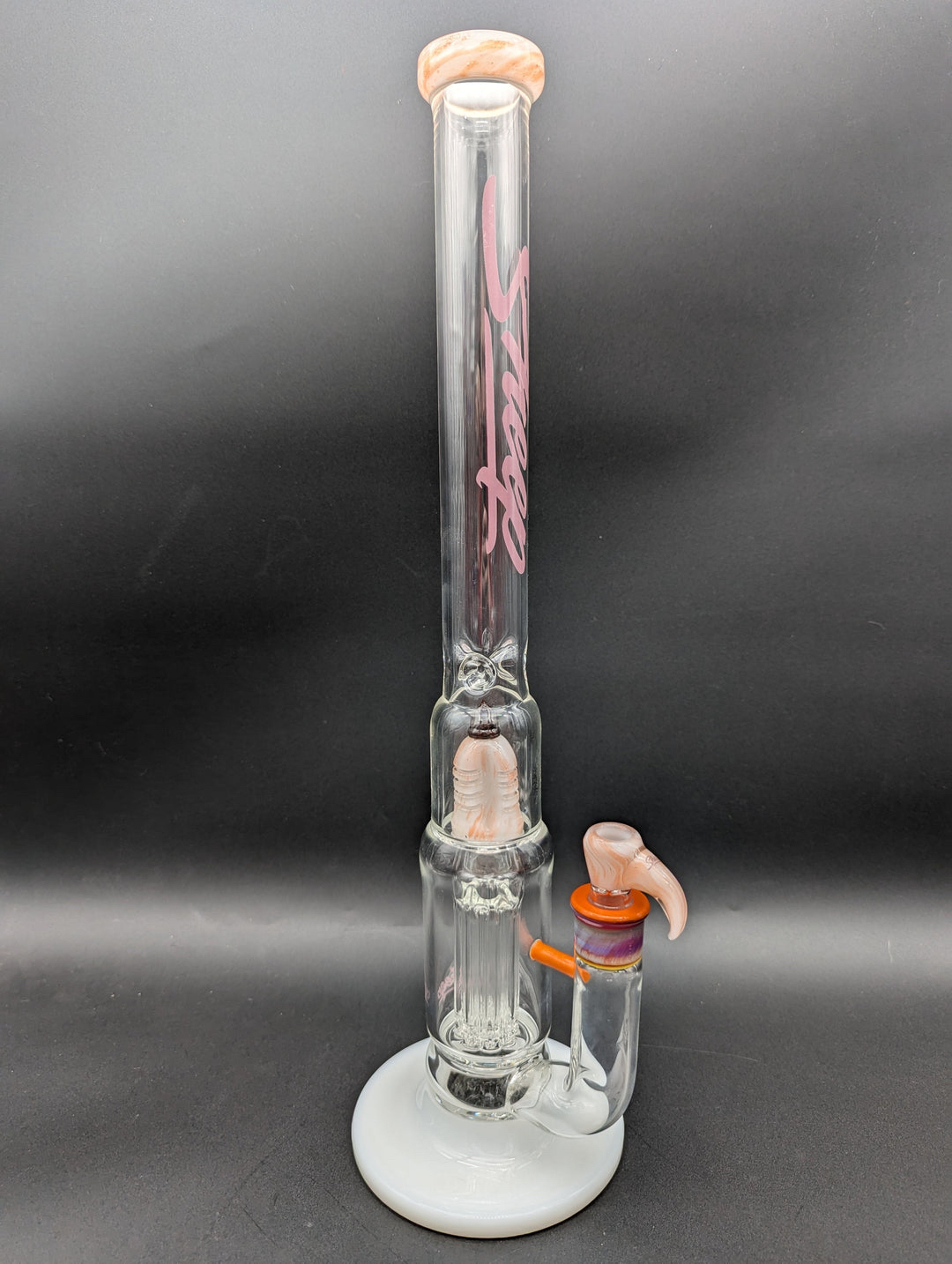 Preview pic of SHEEP GLASS ORANGE CREAMSICLE DUAL PERC BONG