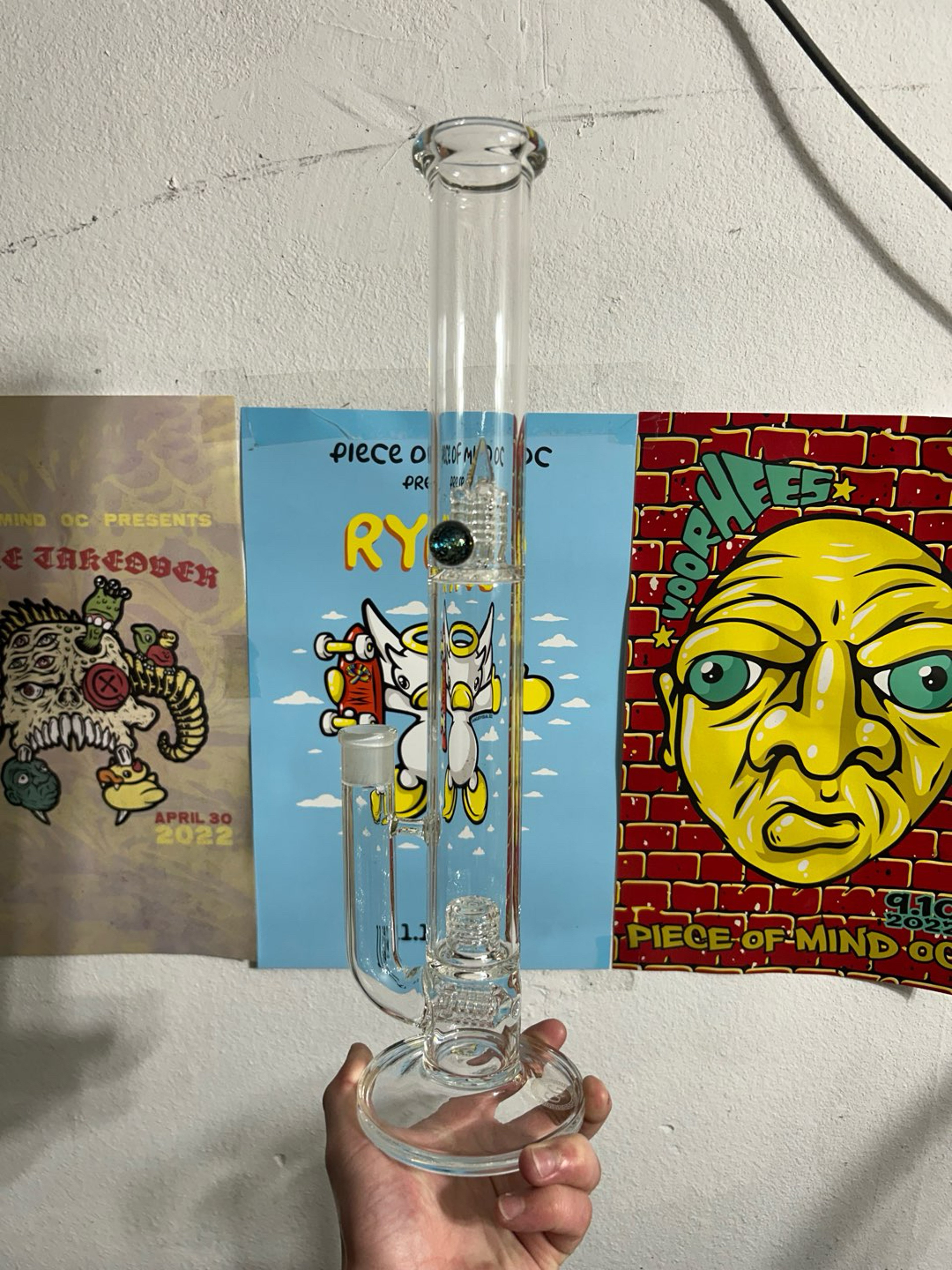 Preview pic of GreekGlass 3Line to 360 GridCap Straight tube with Dichro Marble