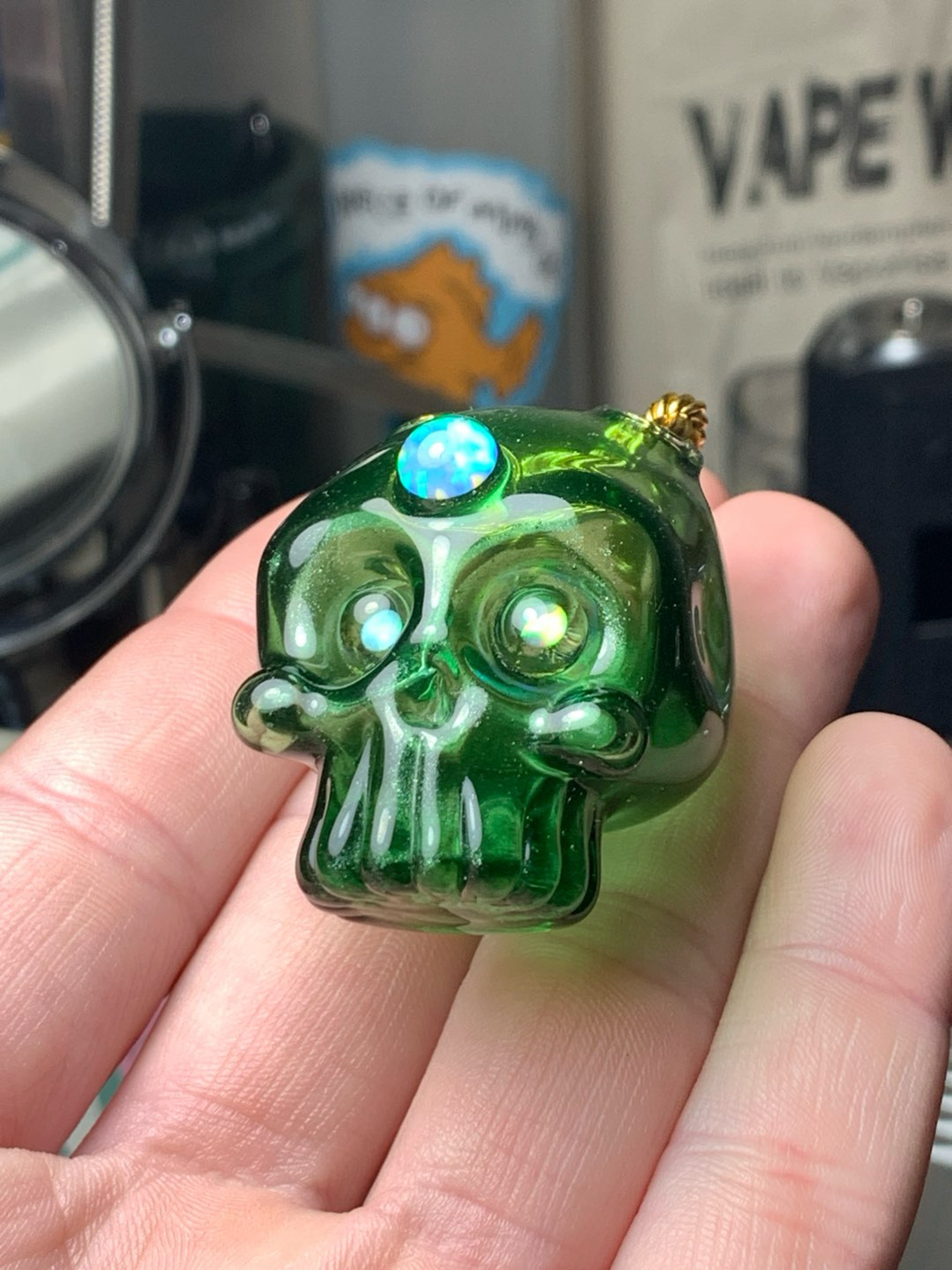 Preview pic of Opal Eyed Skull Pendant