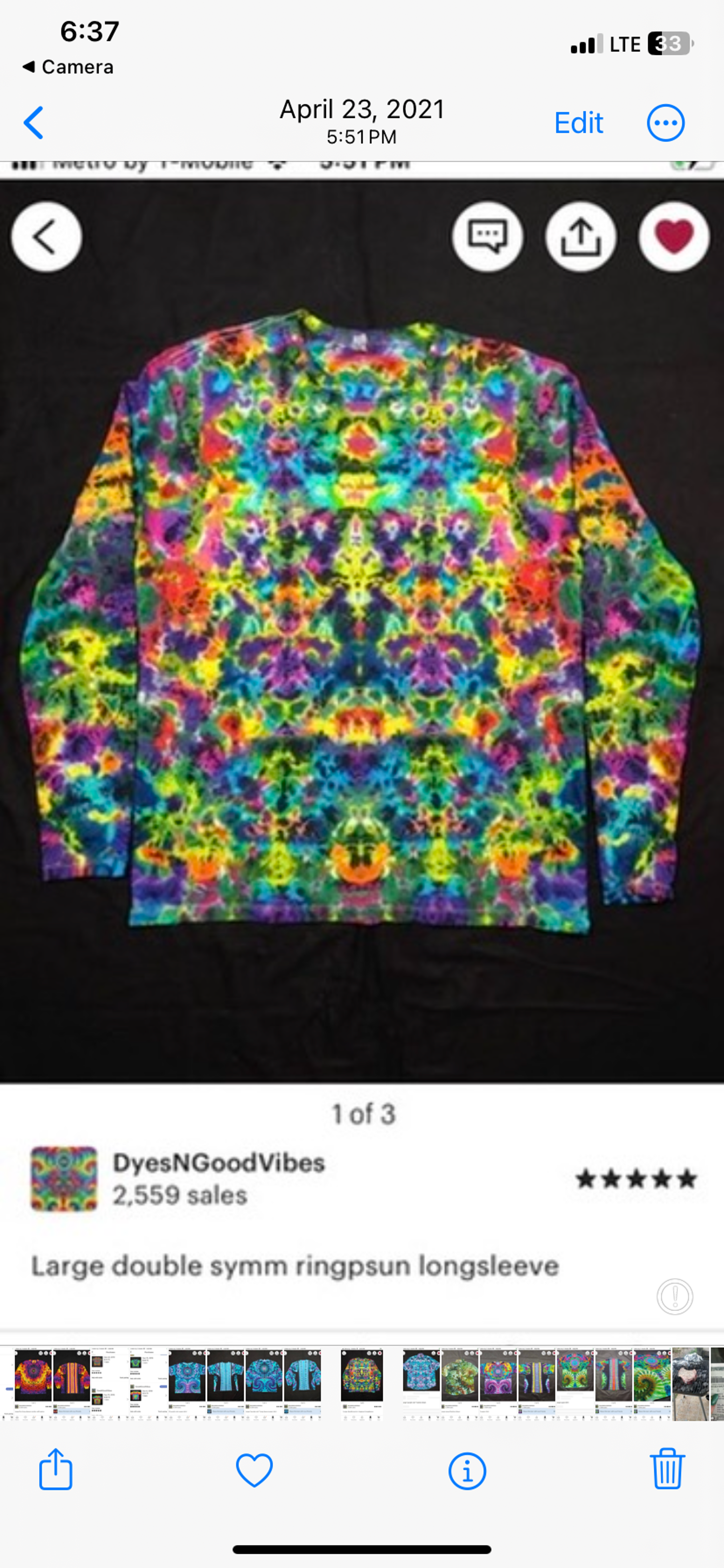 Preview pic of Dyes n good vibes large long sleeve