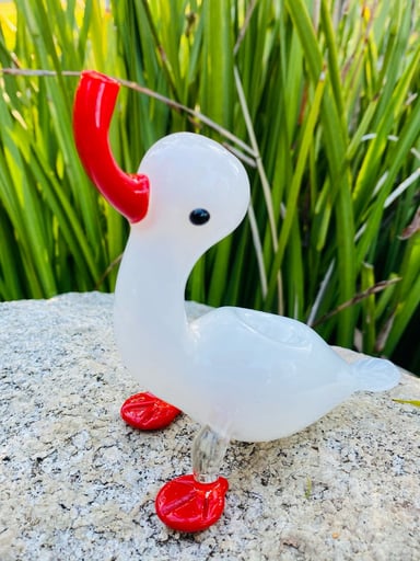 Preview pic of WHITE DUCK GLASS PIPE (HANDMADE)