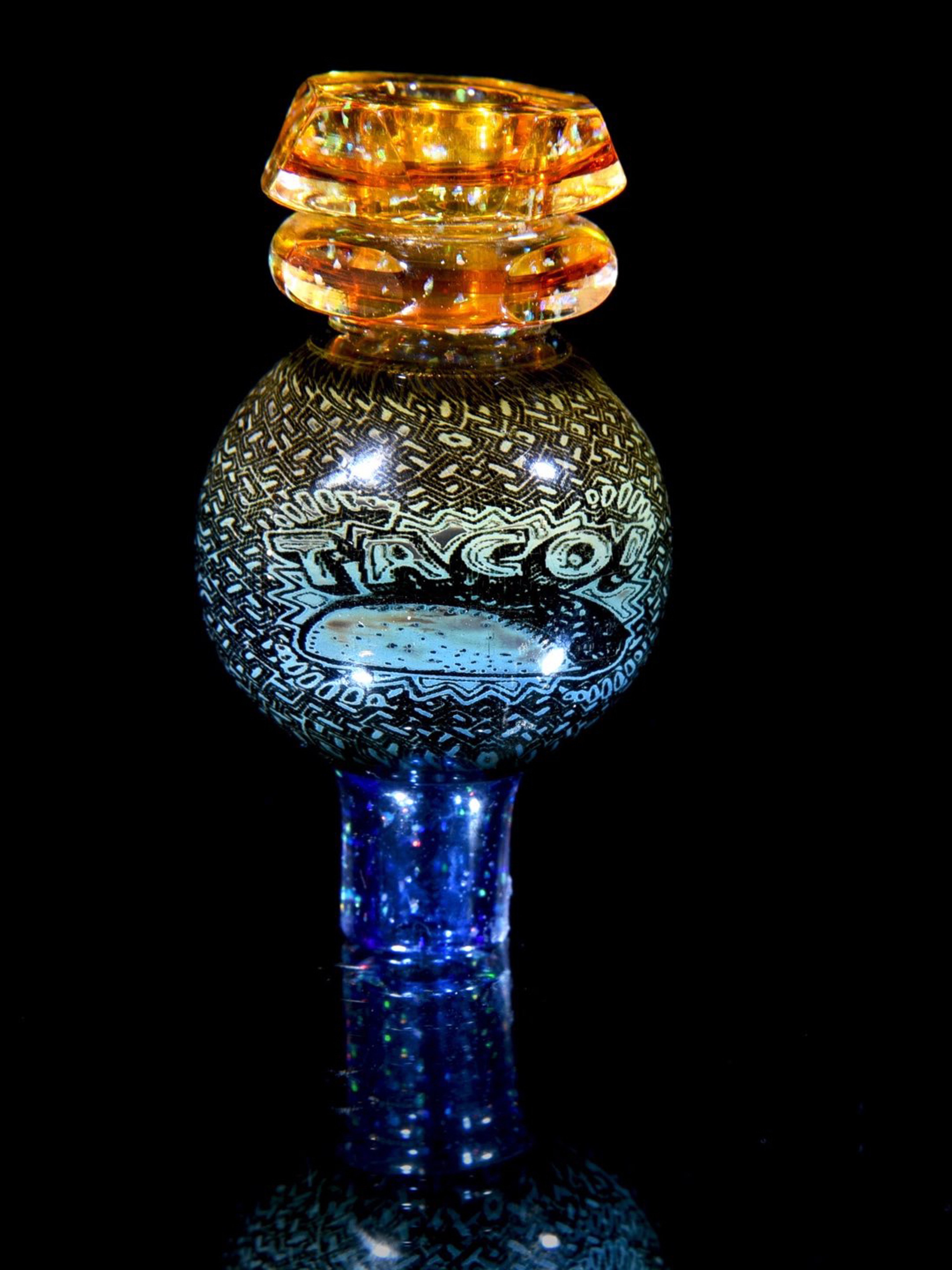 Preview pic of Taco Jesus - Faceted UV Reactive Crushed Opal Bubble Cap - Heady Taco