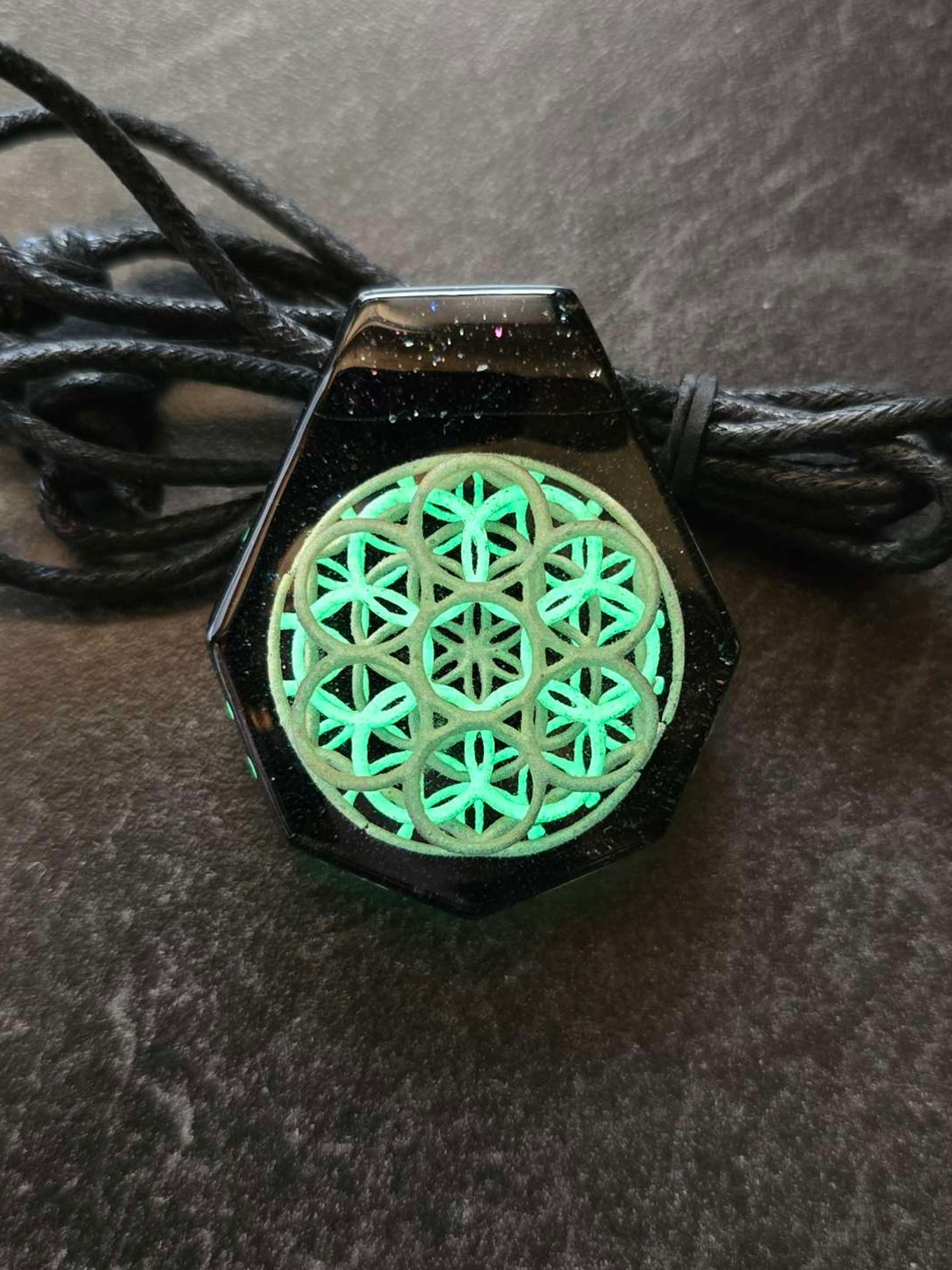 Preview pic of Stacked Flower of Life Sacred Geo Layered Glow Pendant