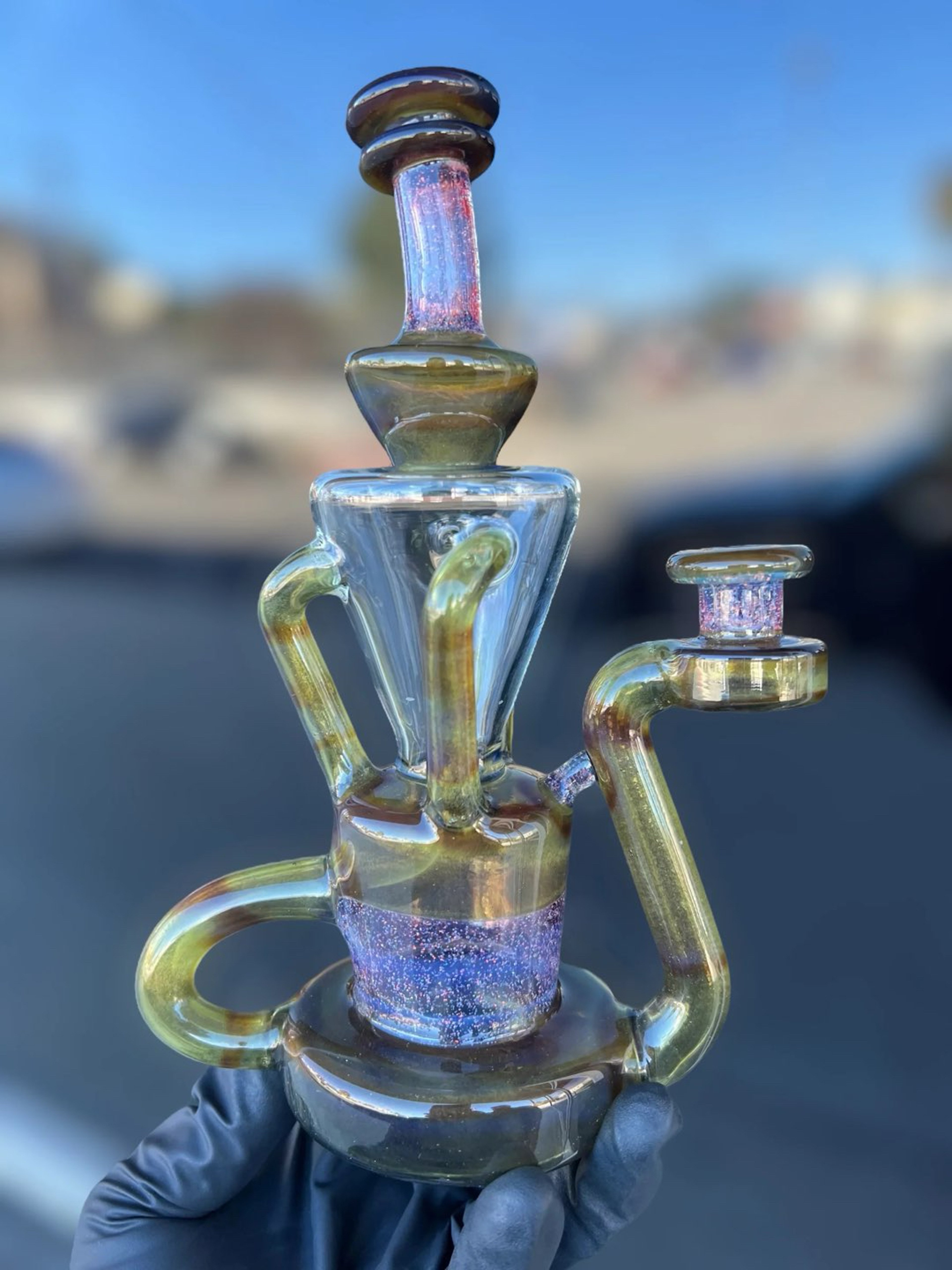 Preview pic of Crushed Opal Triple Uptake Recycler by Heart and Mind Glass
