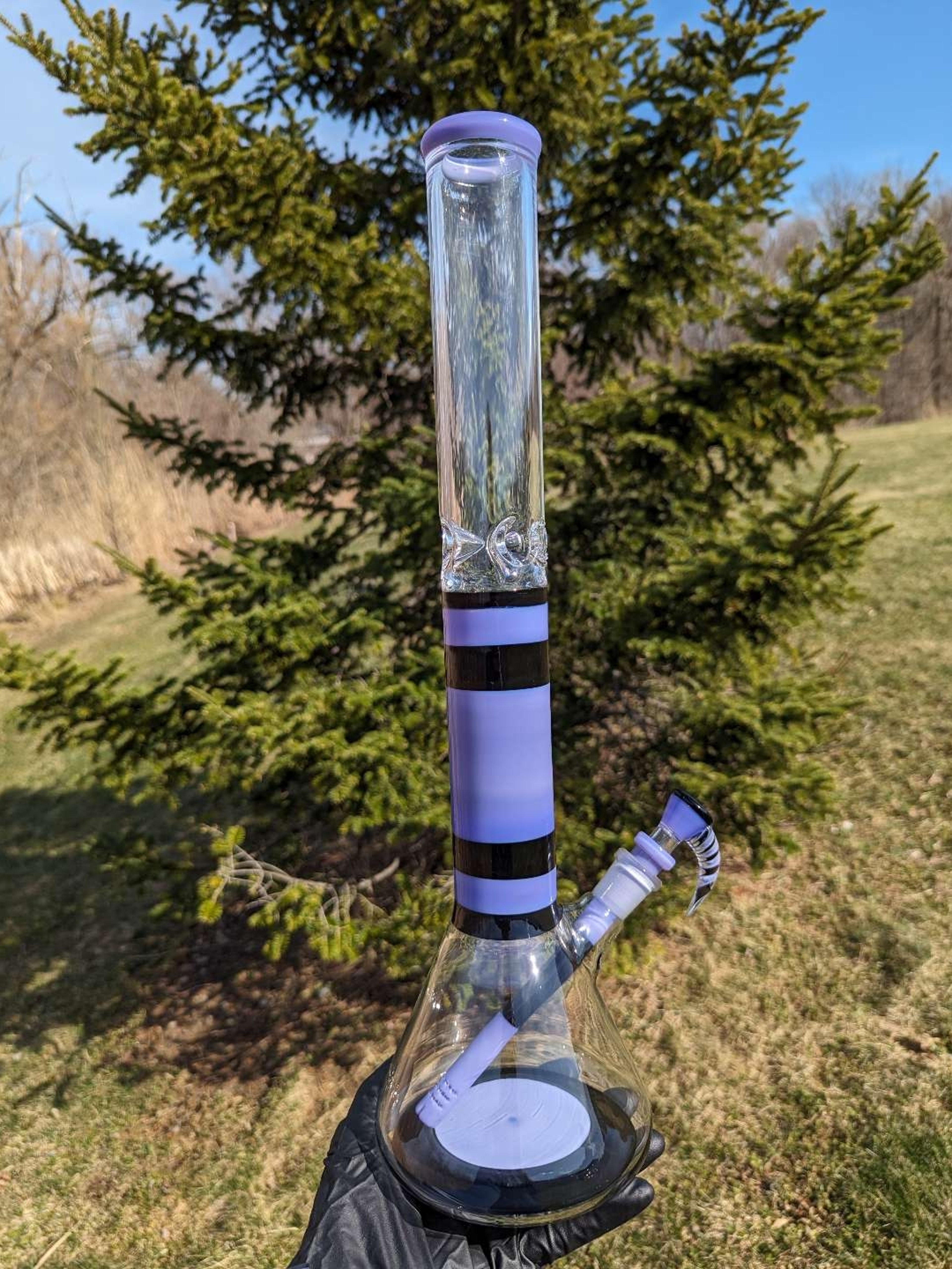 2K Glass 19" Dual Accent Beaker Bong image 0