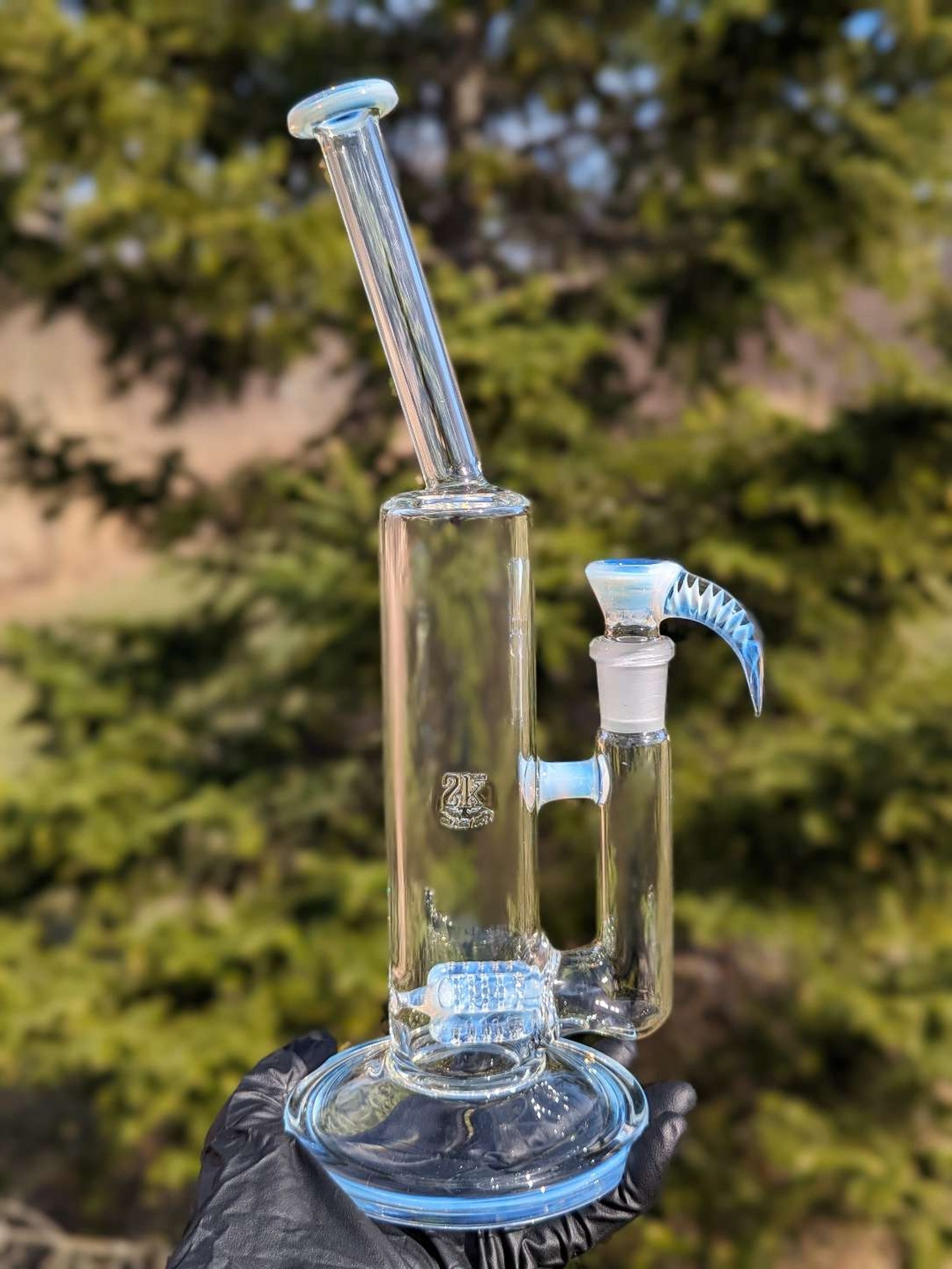 2K Glass 13" Bent Neck Threeline Tube image 0