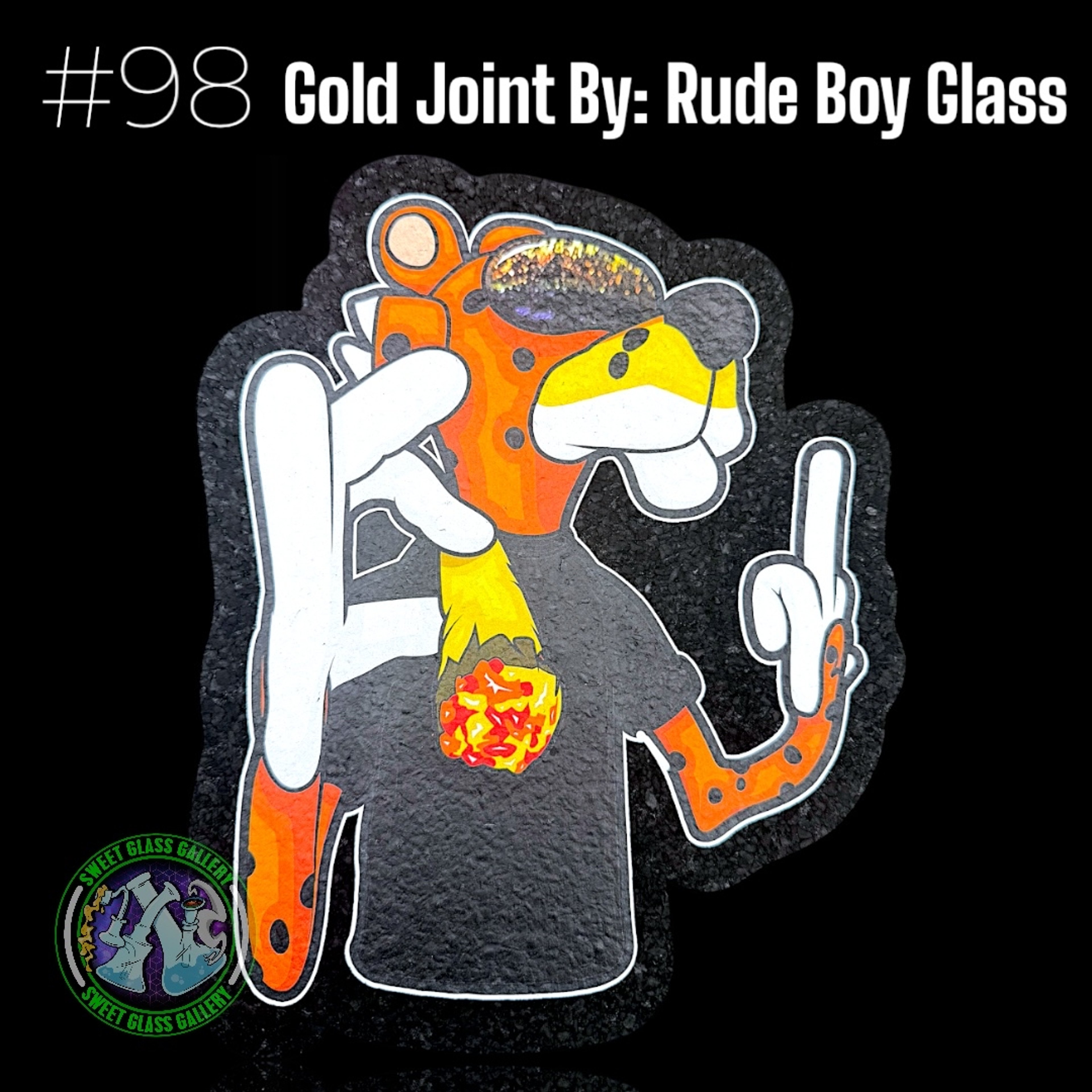 Preview pic of Moodmats - Dab Mat #98 - Gold Joint By: Rude Boy Glass