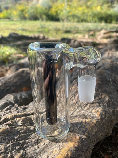 Preview pic of Glass Ash Catcher bowl 18mm Male 90 Degree  Black Downstem  Fixed