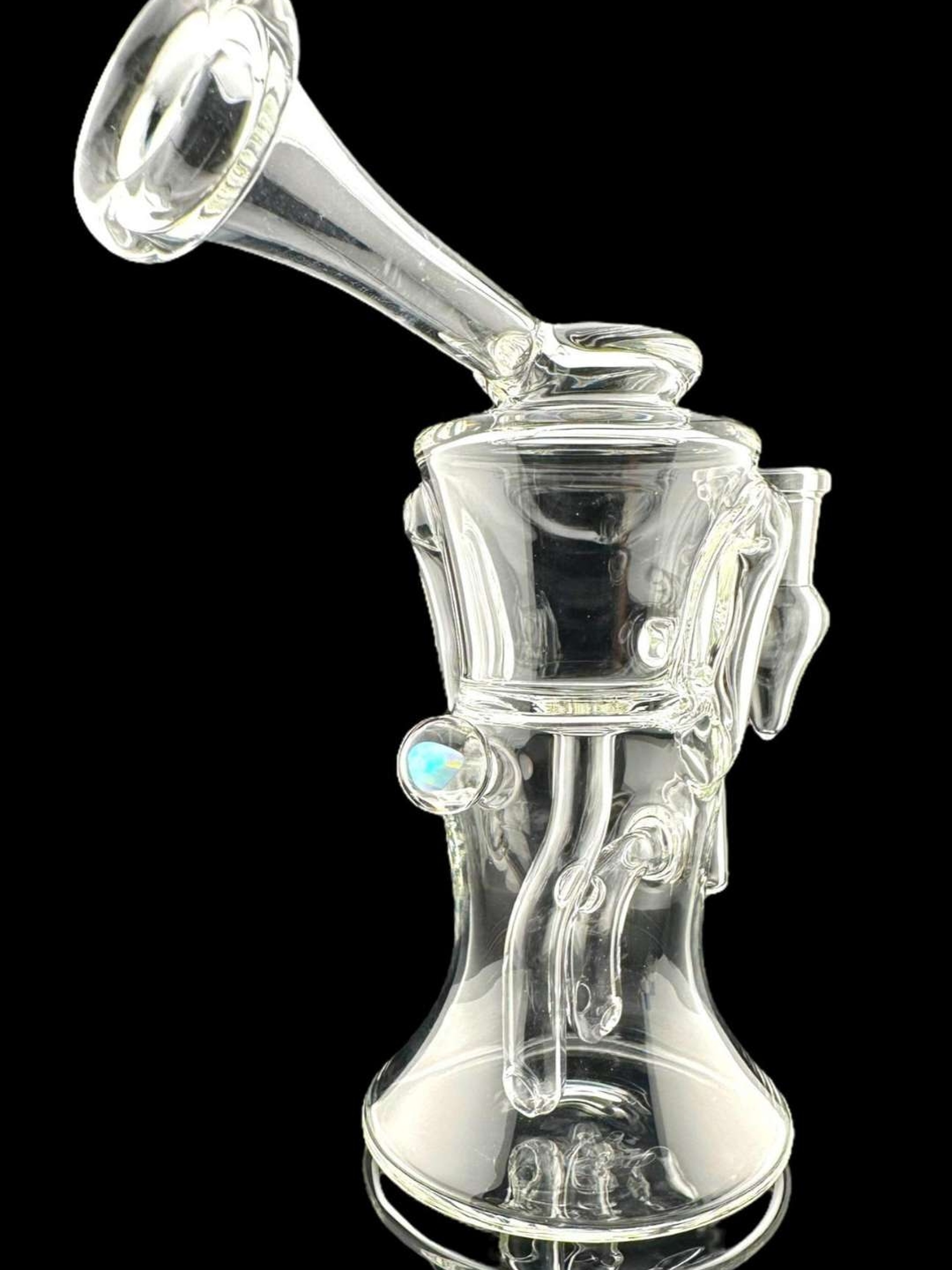 Preview pic of IRIDESCENT GLASS: 8″ CLEAR GILCYCLER WITH ENCASED OPAL