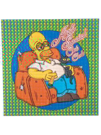 Preview pic of Vincent Gordon “Anti Social Cat Club (Homer)” Blotter Print