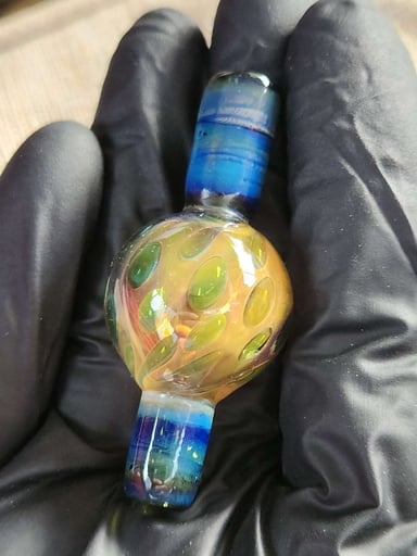 Preview pic of Silver / gold fumed xl Banger / Bucket Bubble Cap Directional for Dab Rig