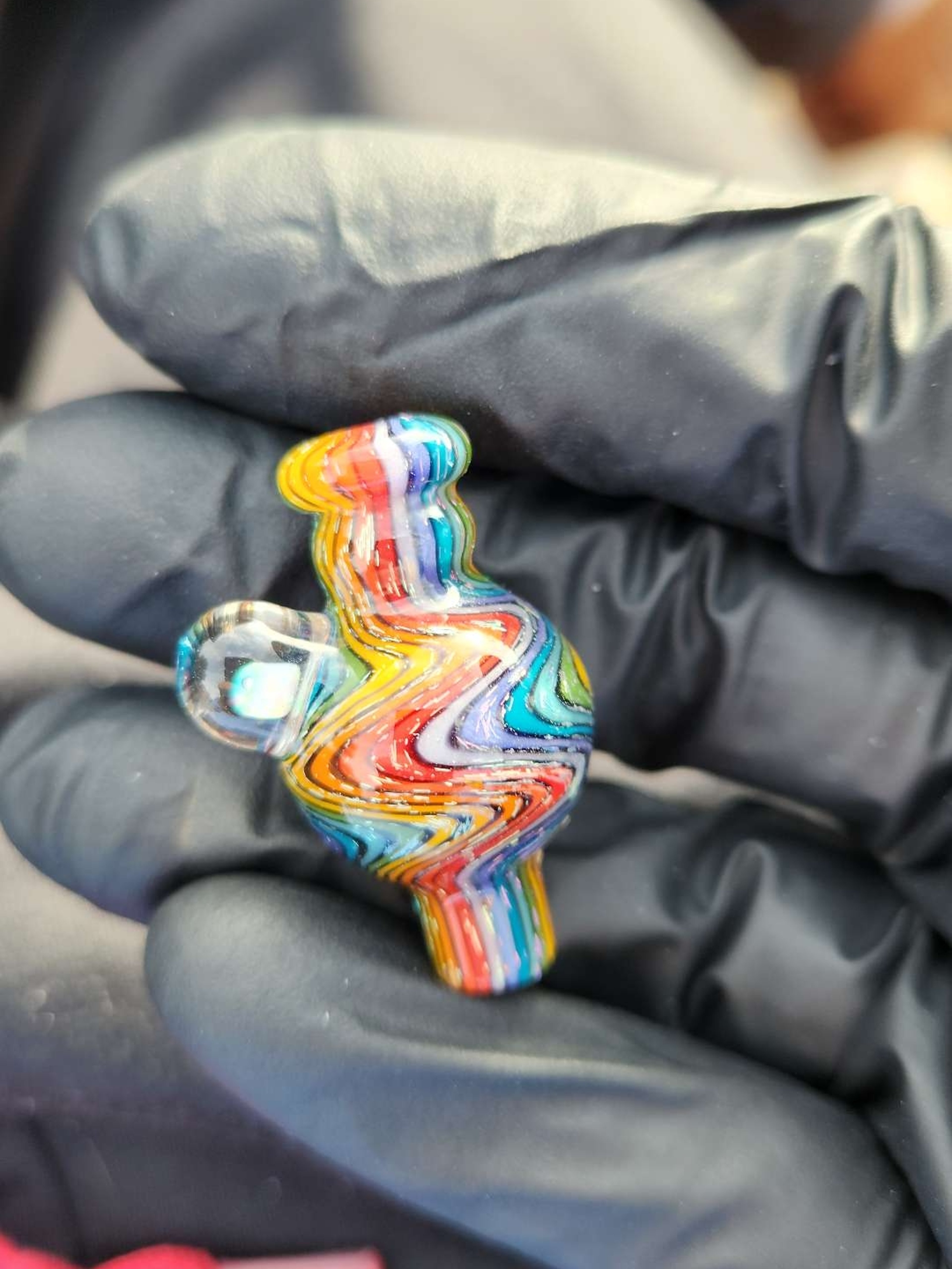 Preview pic of Rainbow Diachronic Banger Bubble Carb Cap w/ Opal Directional