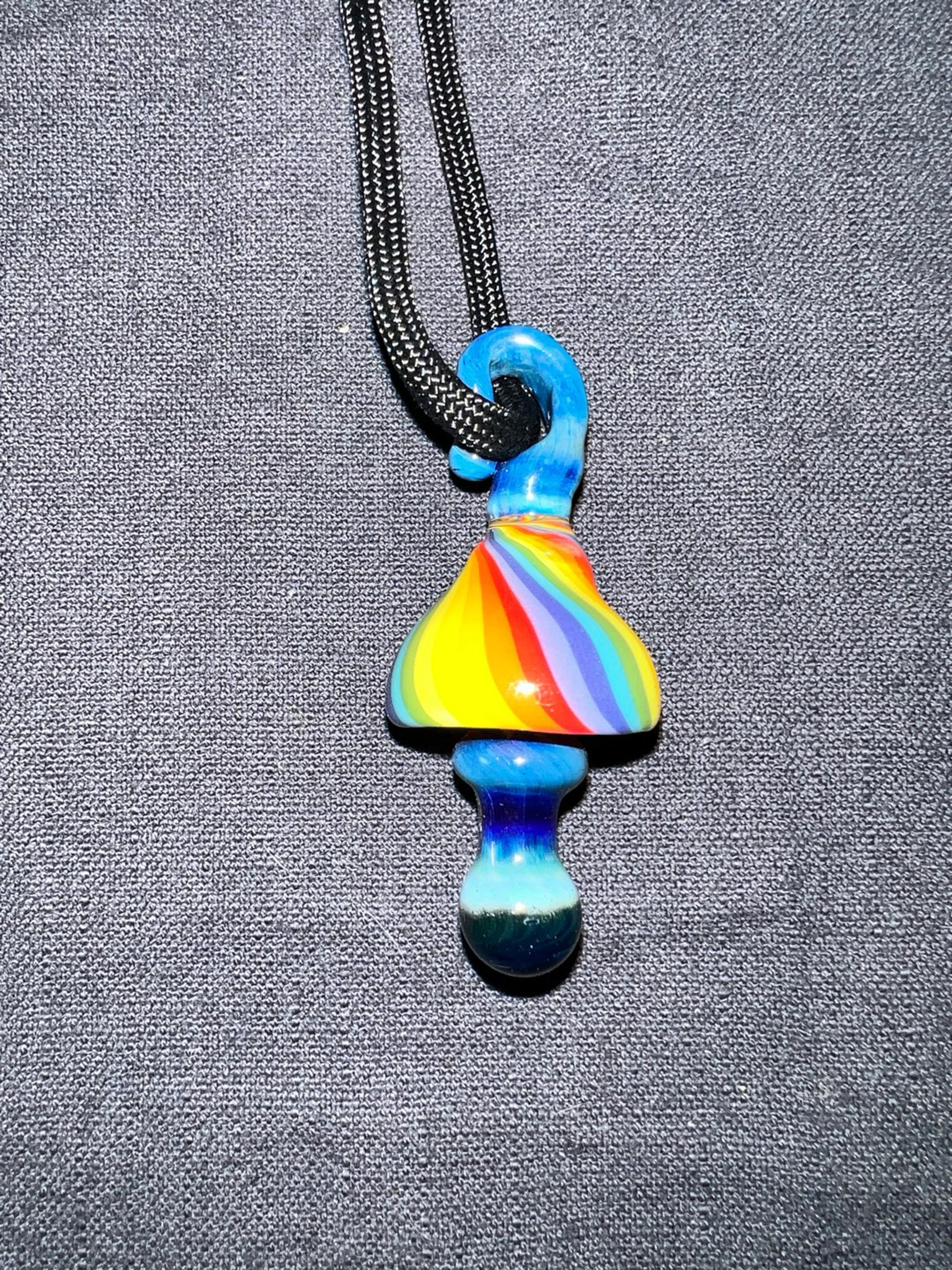 Preview pic of Mellow glassworks mushie pendant and paracord lace