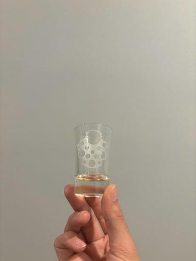 Preview pic of Swiss Perc Studios Shot Glass with sandblasted cheese