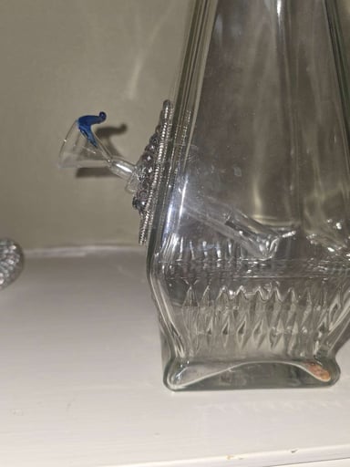 Preview pic of Upcycle Bespoke Bongs Collection: Glass beaded vase with touch of blue male color stem.