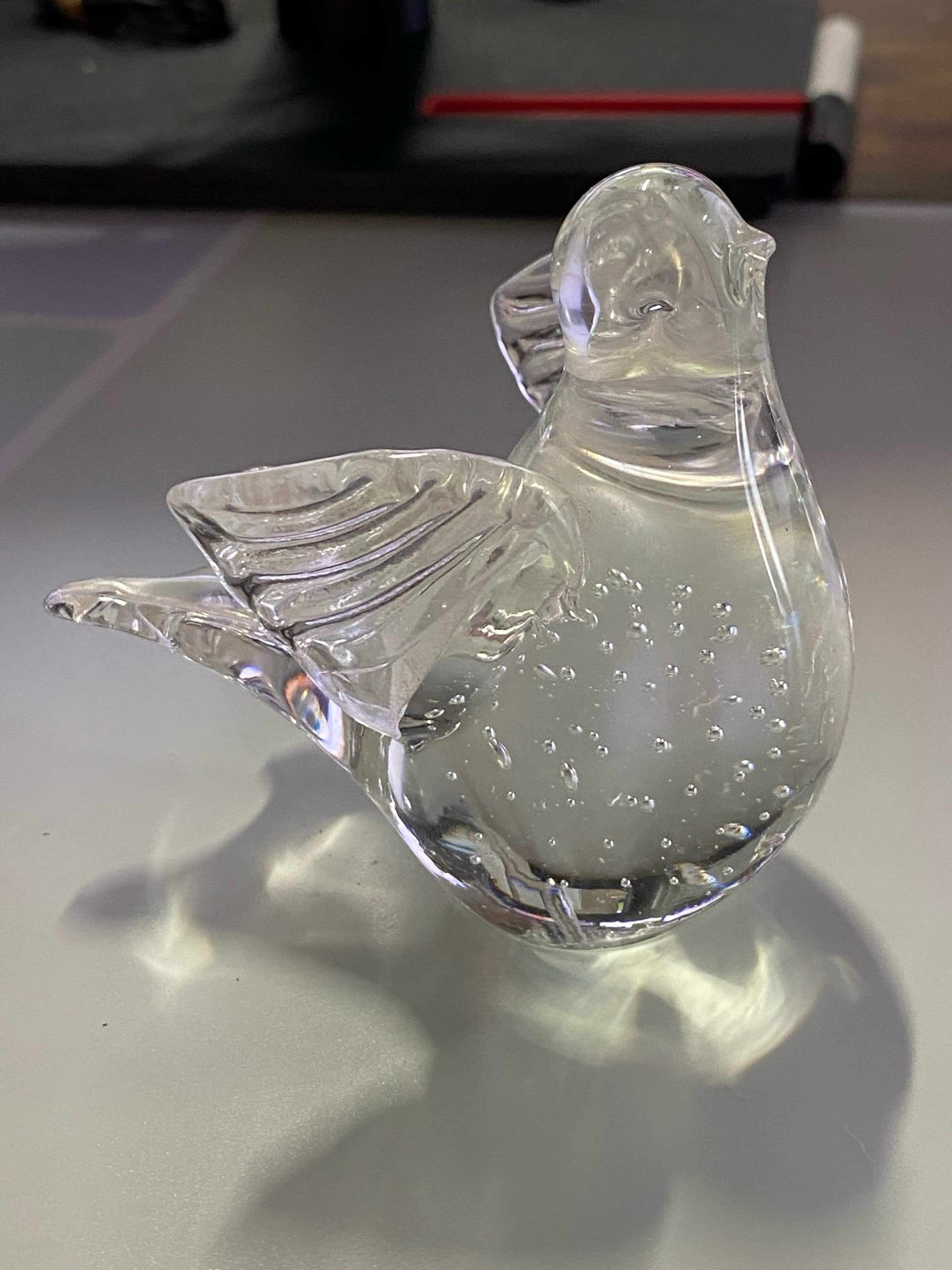Preview pic of Vintage Murano-style clear glass bird figurinemid-20th century