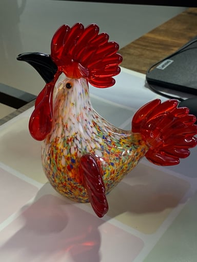 Preview pic of Murano-style Blown Art Glass Rooster Figurine
