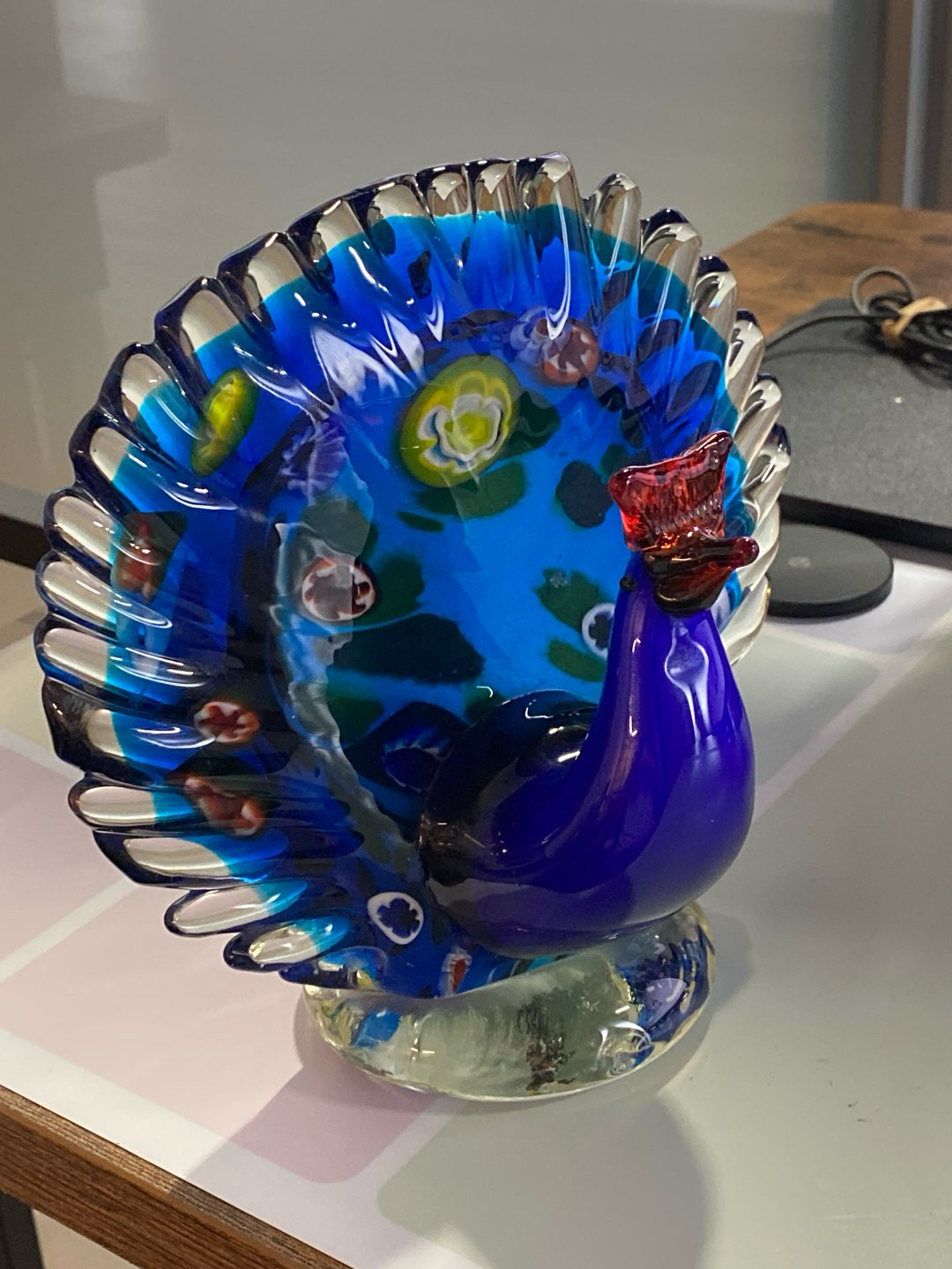 Preview pic of Mid-century Murano glass peacock sculpture: