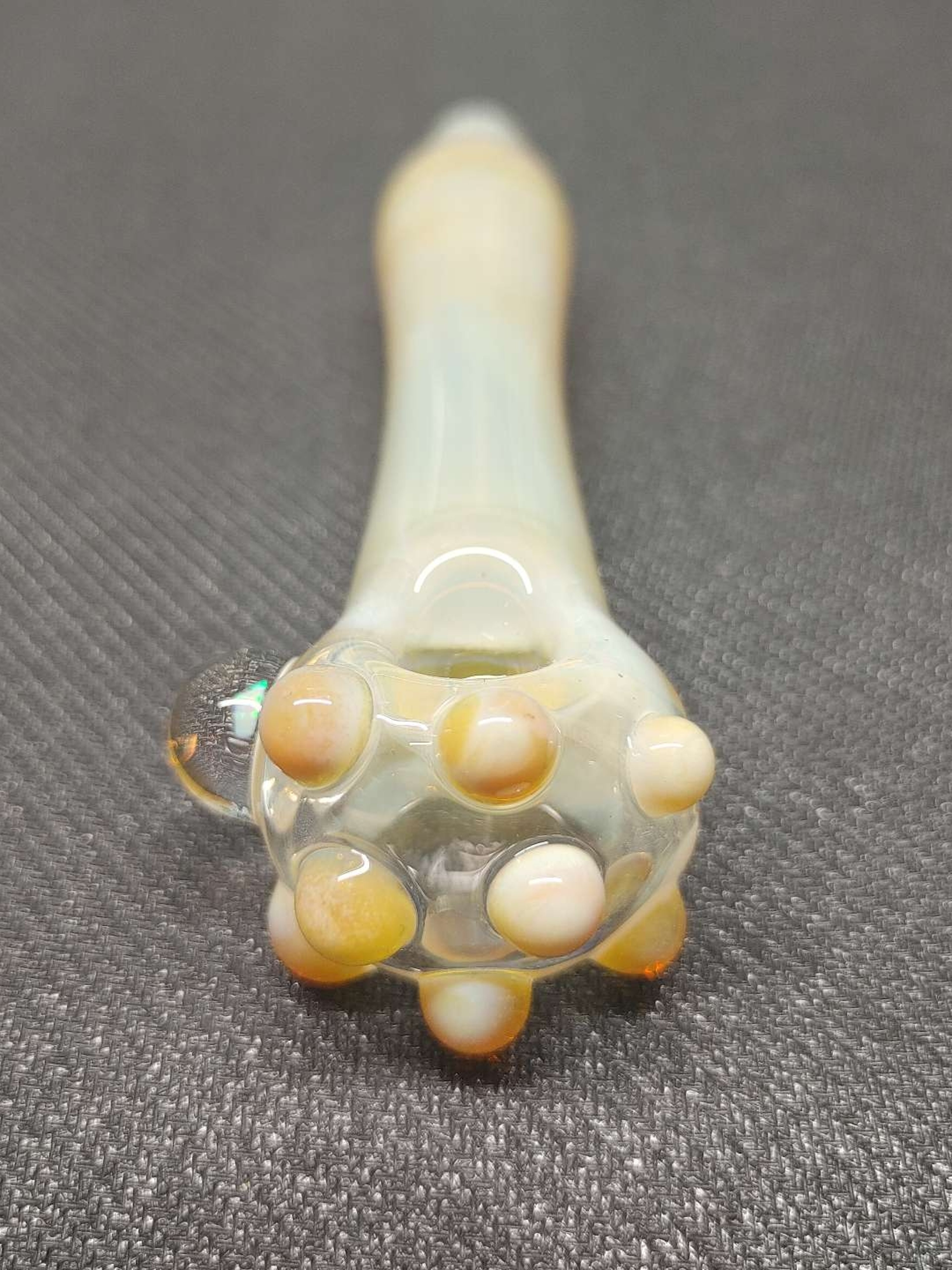 Preview pic of Fumed Glass Pipe with Color Accents and Encased Opal! Hand Blown in Oregon!