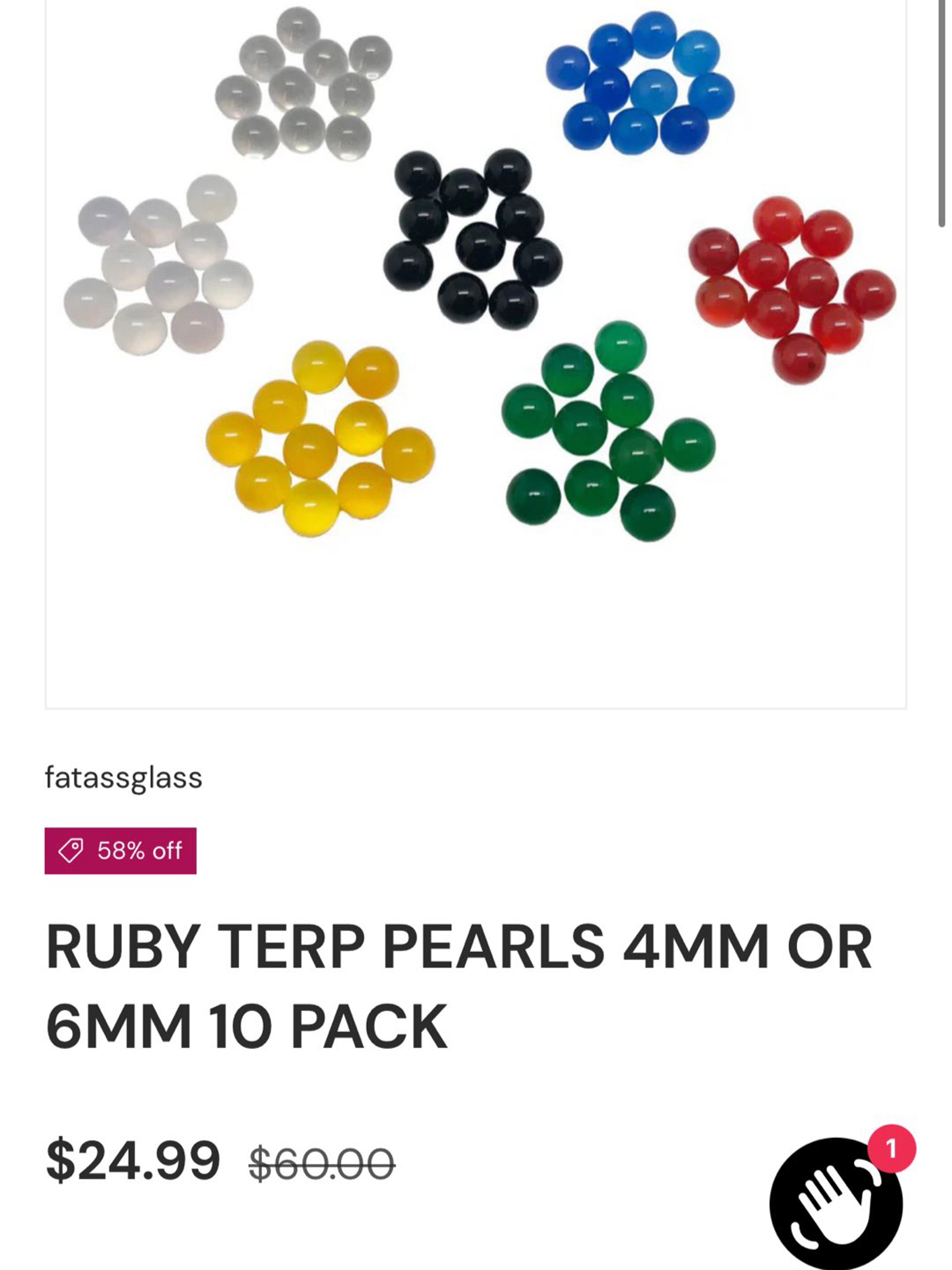 Preview pic of Authentic Lab Grown Ruby Pearls 10 pack