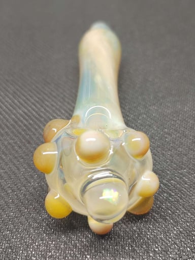 Preview pic of Fumed Glass Pipe with Color Accents and an Encased Opal! Hand Blown in Oregon!