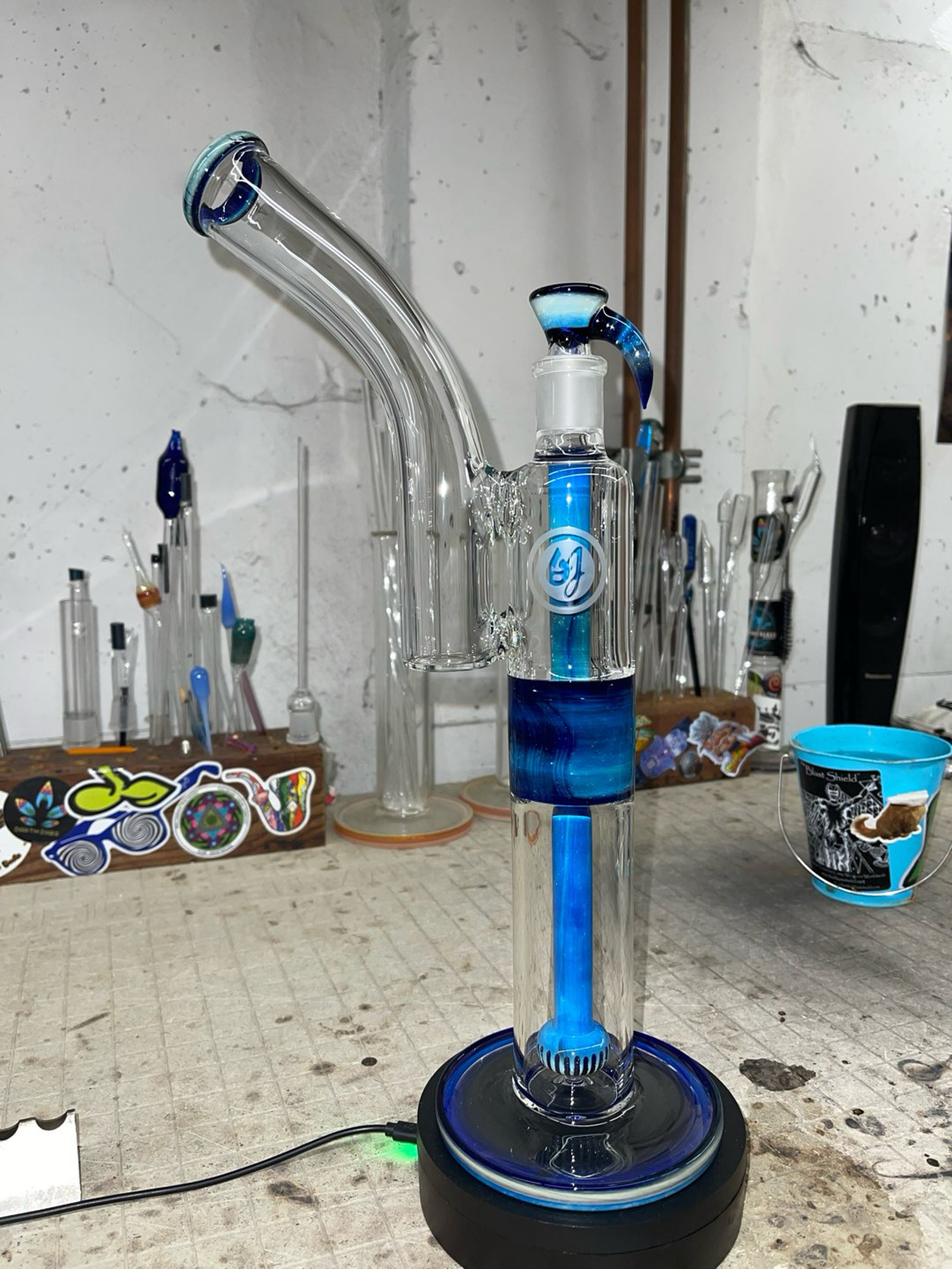Preview pic of Cobalt blue and silver fume color, 16” tall and 18mm 4 holes slide