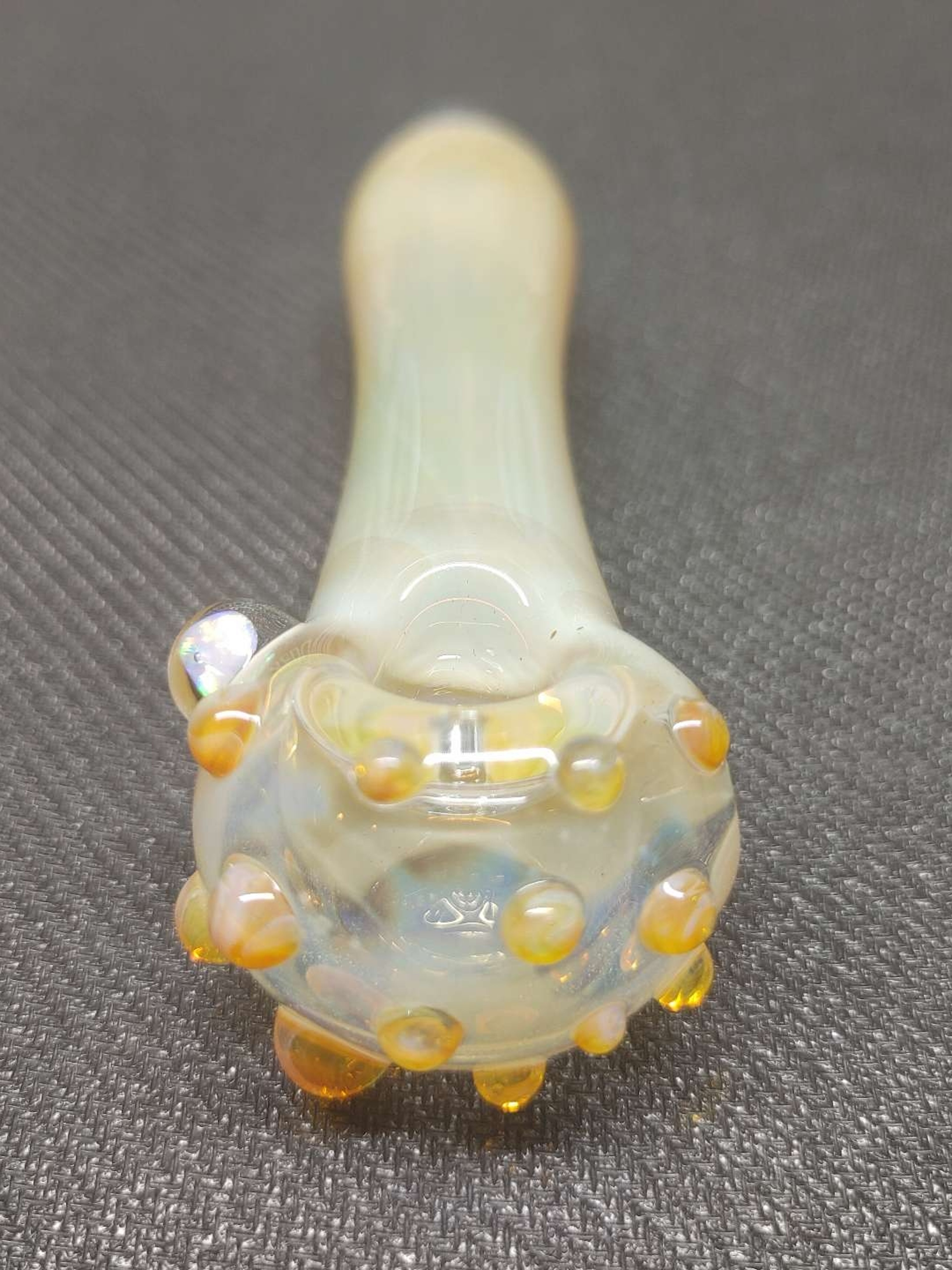 Fumed Glass Pipe with Color Accents and an Encased Opal! Hand Blown in Oregon! image 0