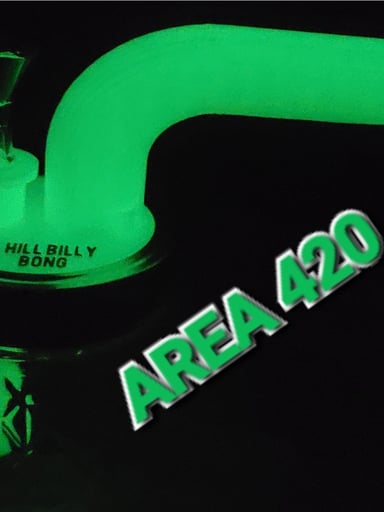 Preview pic of HILLBILLY BONG Glow In The Dark Mason Jar Bong.