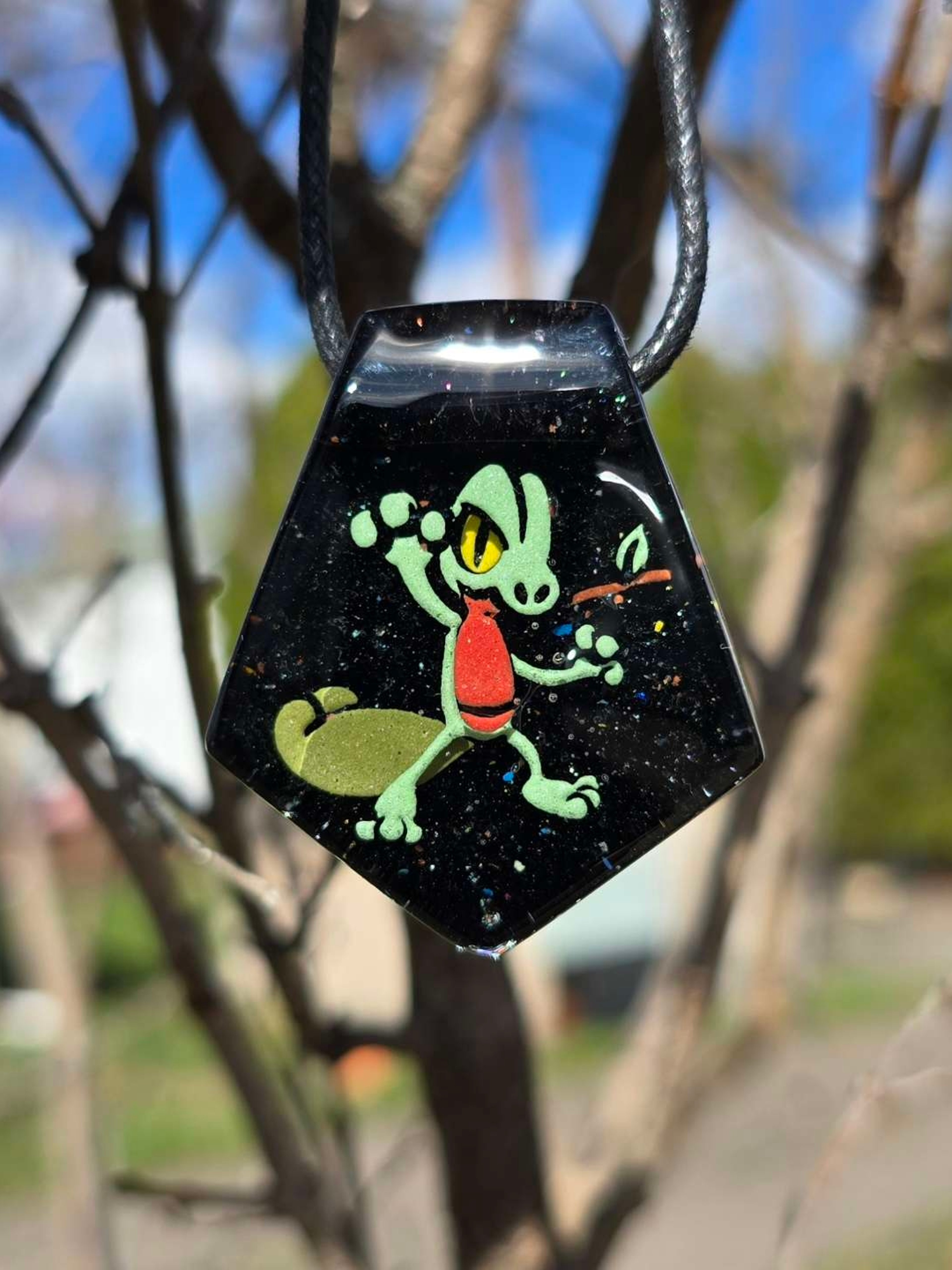 Preview pic of Treecko Pokemon Layered Glow UV Pendant