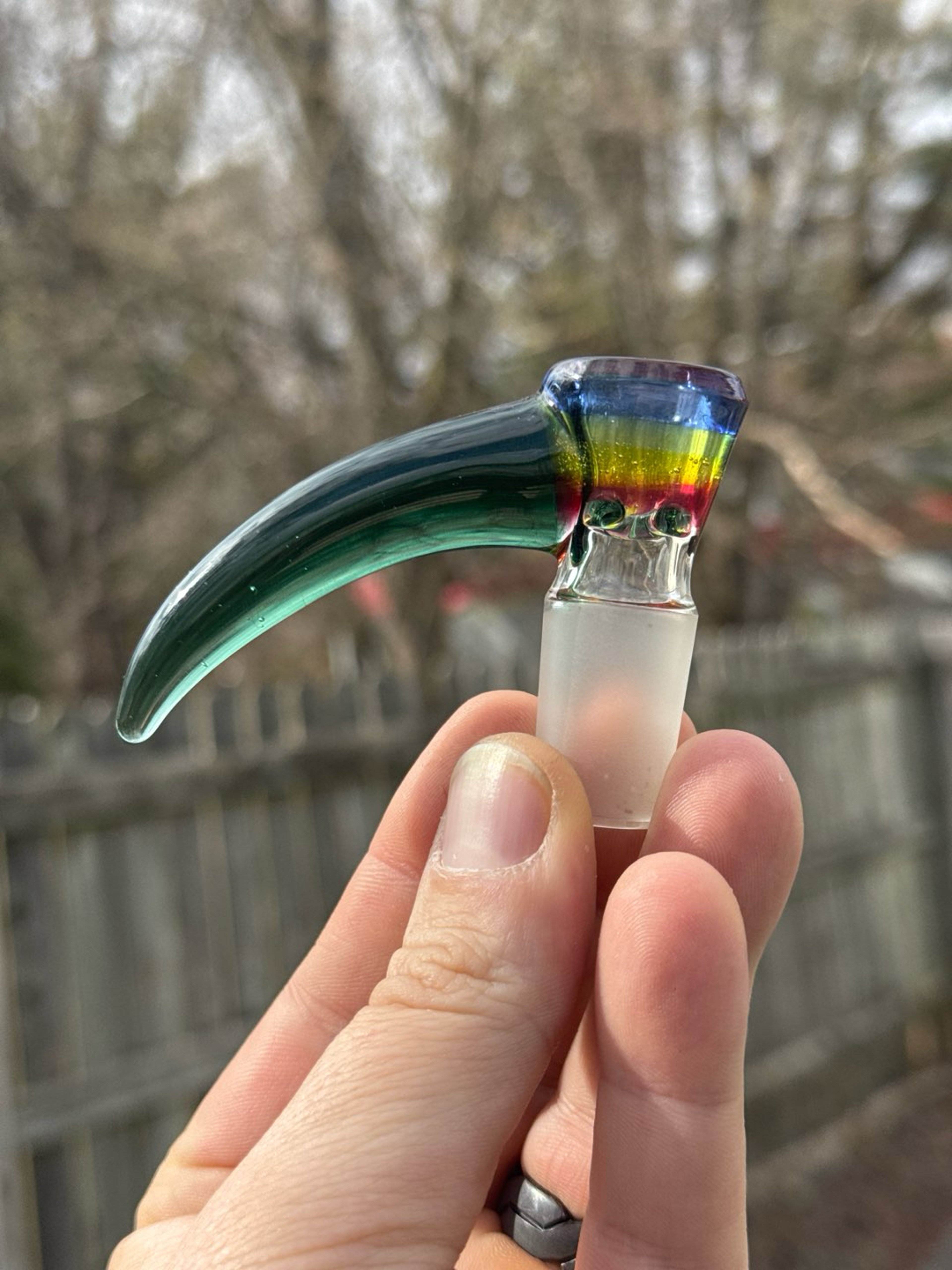 Ion Glass - 18mm Horned Rainbow 4-Hole image 0
