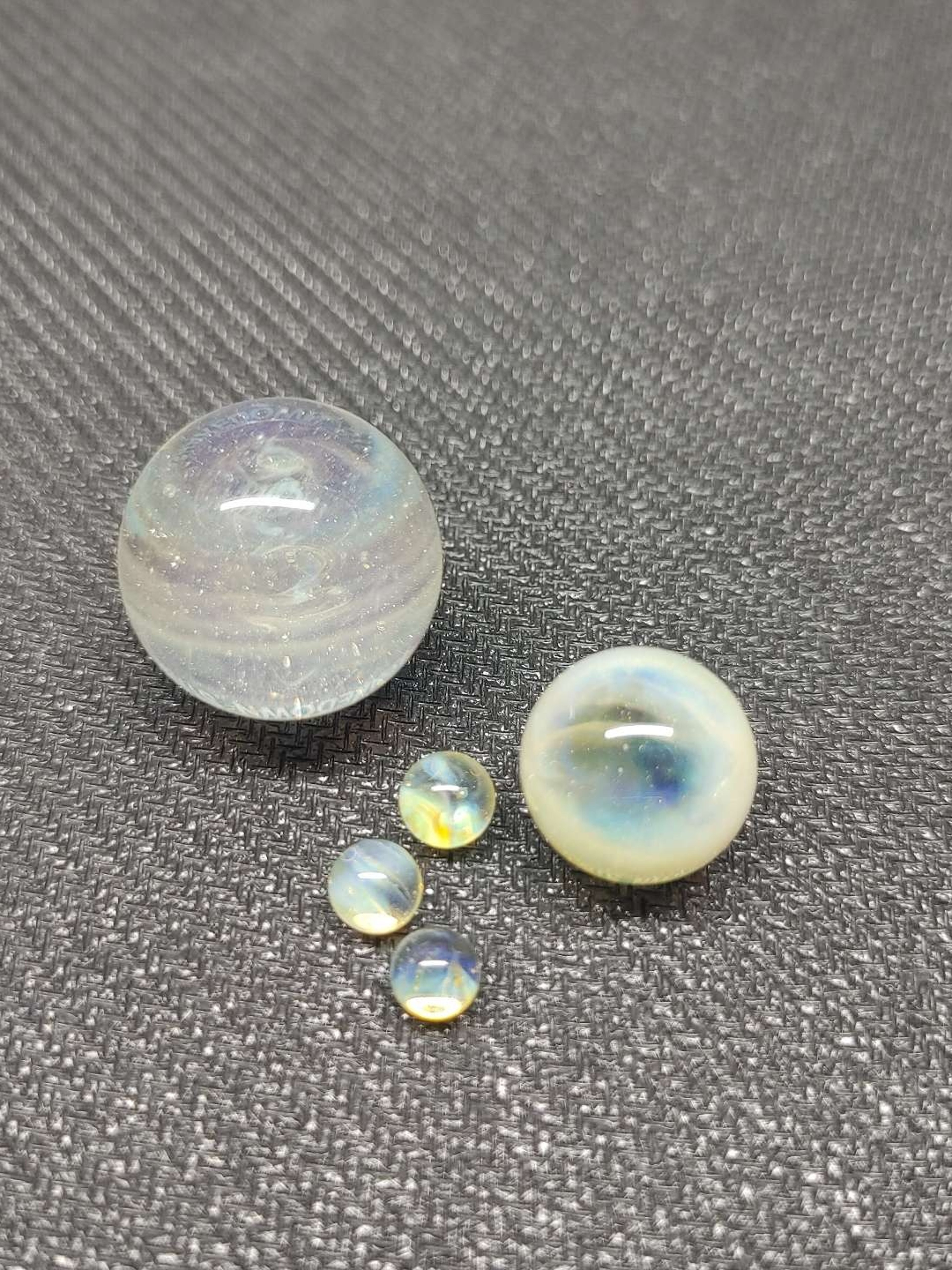 Preview pic of Marble Carb Cap and Pearls 5 Piece Color Pulled Set For Terp Slurper! Hand Blown in Oregon!