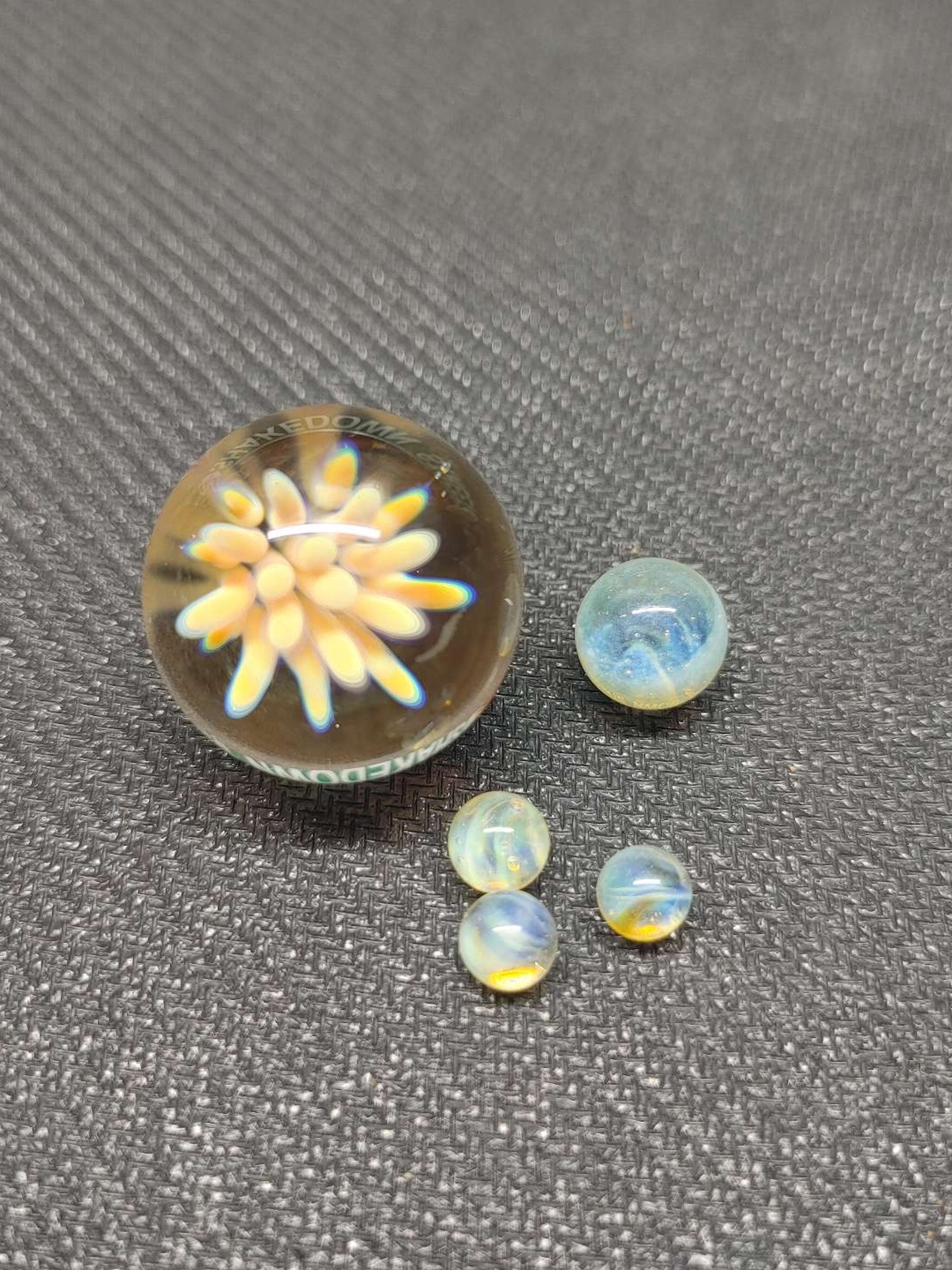 Preview pic of Implosion Marble Carb Cap and Pearls 5 Piece Set For Terp Slurper! Hand Blown in Oregon!