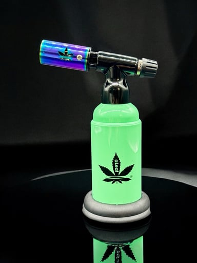 Preview pic of aLeaf 6” Dual Flame Blow Torch – Green | 2500°F Turbo Flame | Refillable Butane Torch
