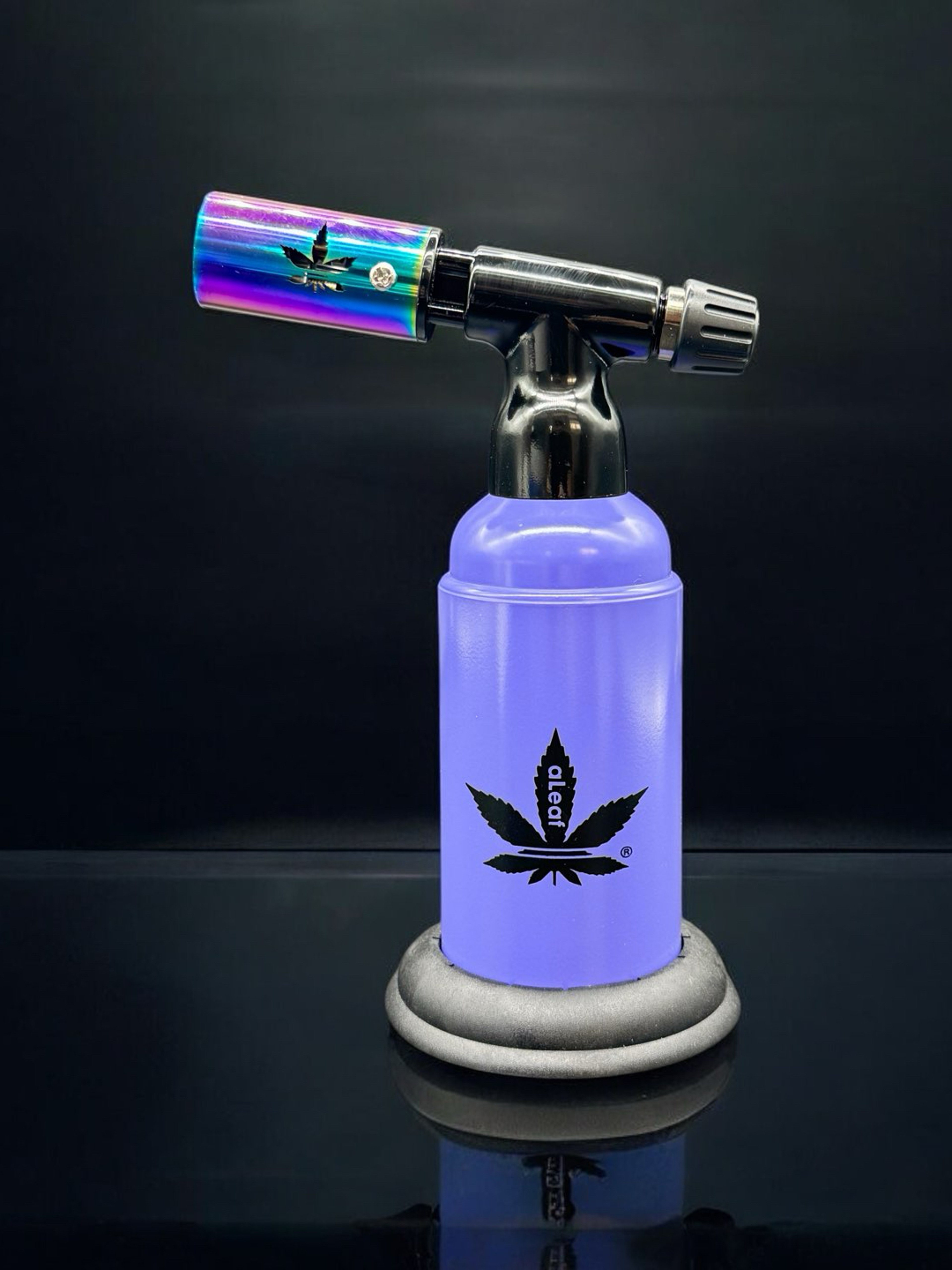aLeaf 6” Dual Flame Torch Lighter – Purple | 2500°F Turbo Flame, Adjustable, Refillable Butane Torch image 0