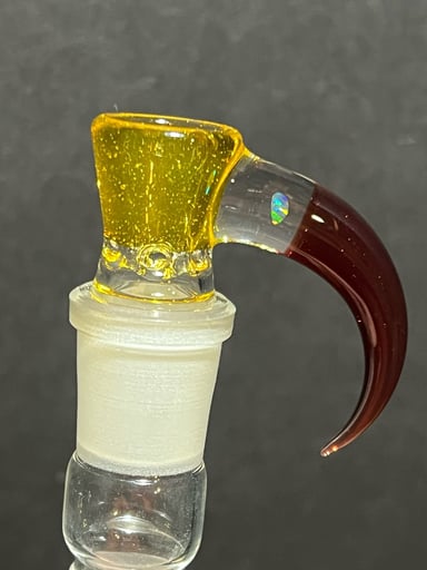Preview pic of Unity Glassworks 18mm 4 hole slide Ruby Slippers and Trans Orange