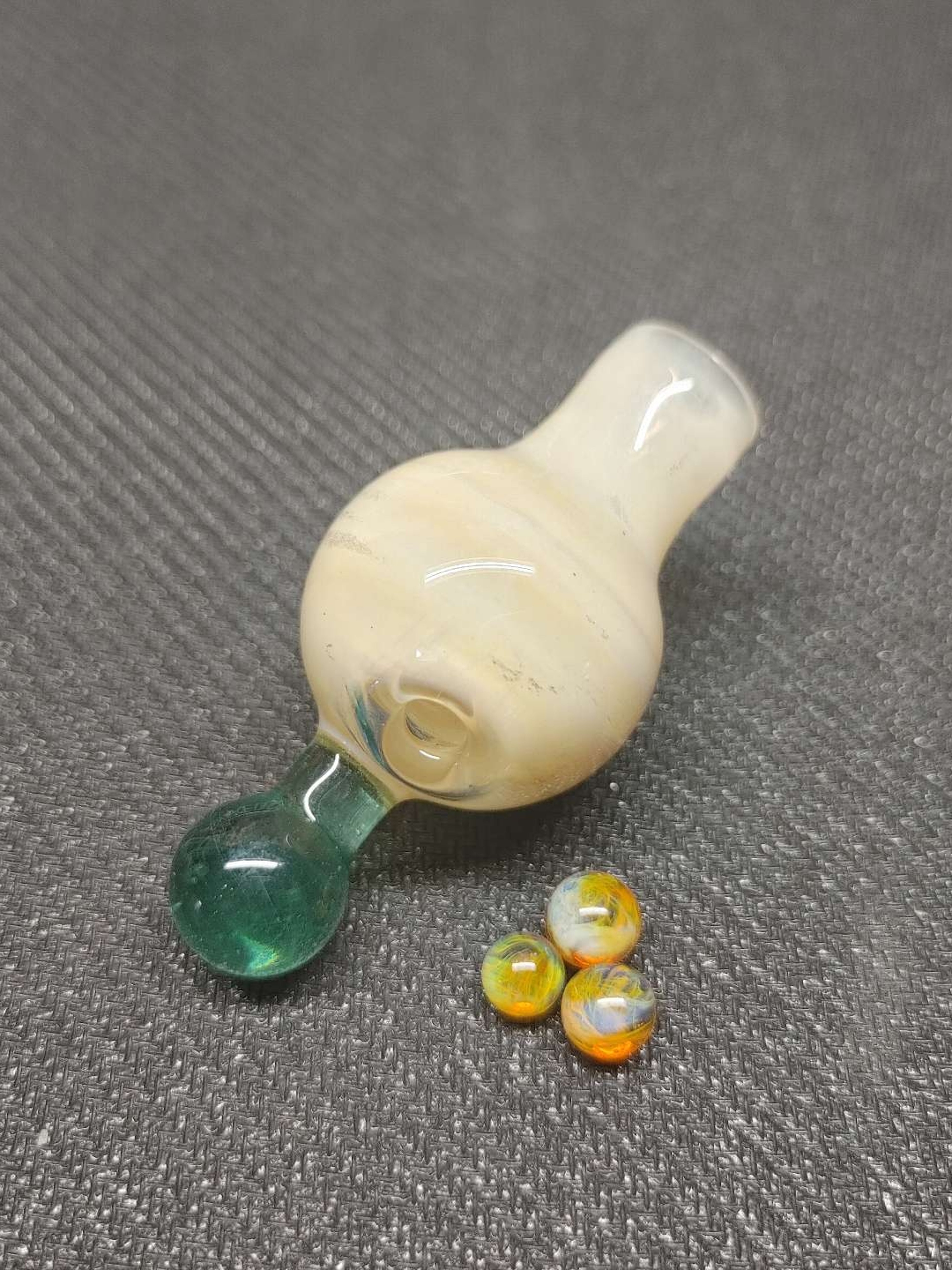 Preview pic of Fumed Carb Cap with Color Accents and a Set of Terp Pearls!