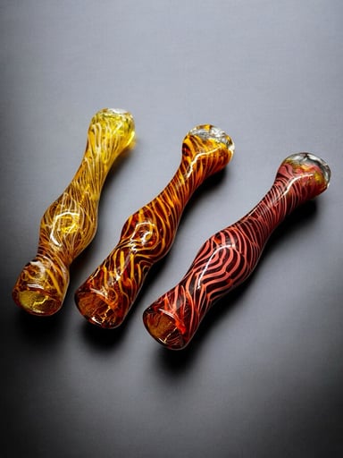 Preview pic of Golden Swirl Hand-Blown Glass Chillum – 3.5”–3.8” | USA-Made