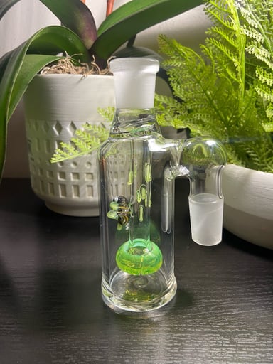Preview pic of Bee design 18mm Shower Head Glass Ash Catcher 90 degree (Green Slyme)