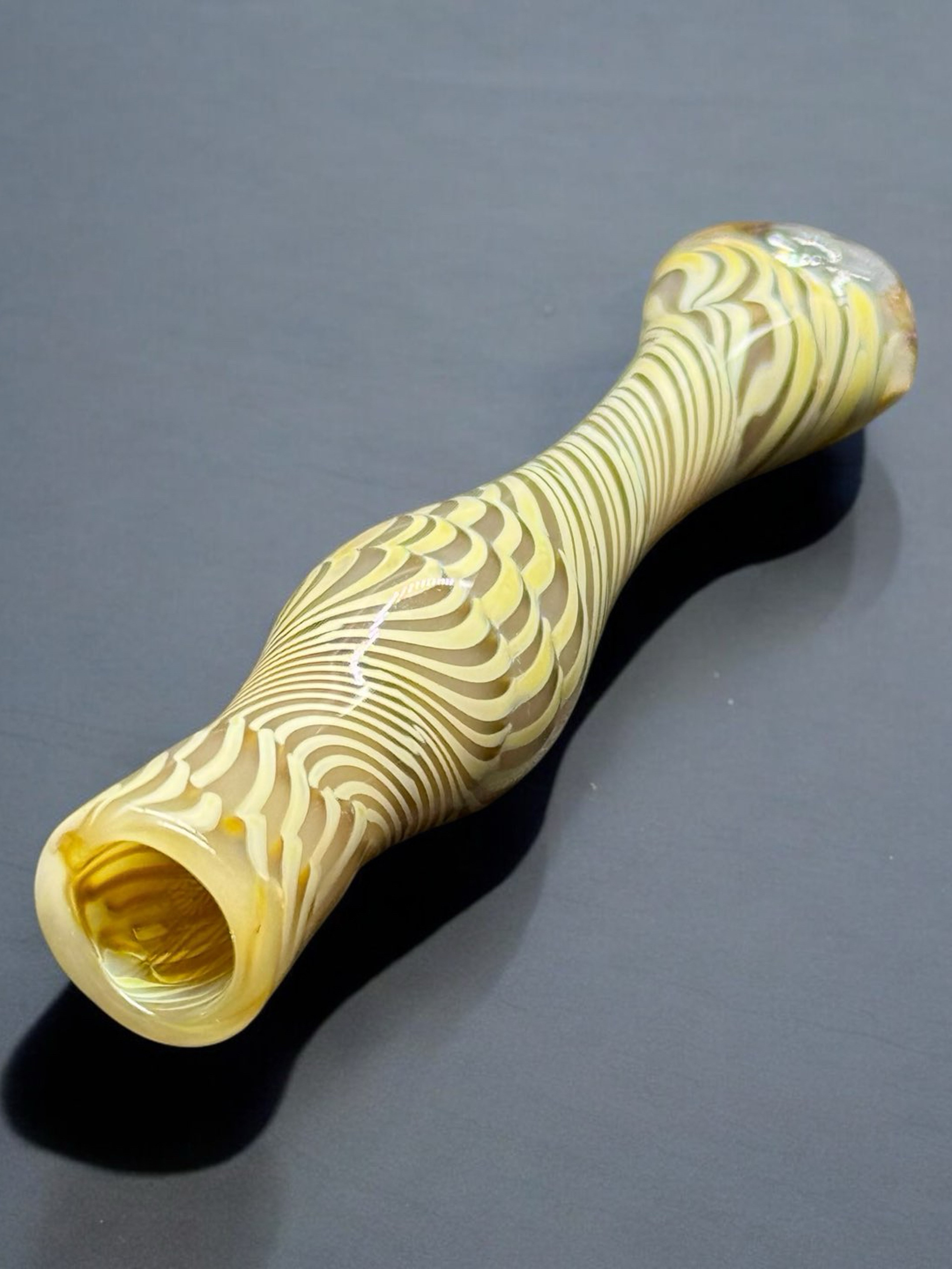 Hand-Blown Yellow Swirl Chillum Glass Pipe – 3.5” Unique Patterned One-Hitter image 0