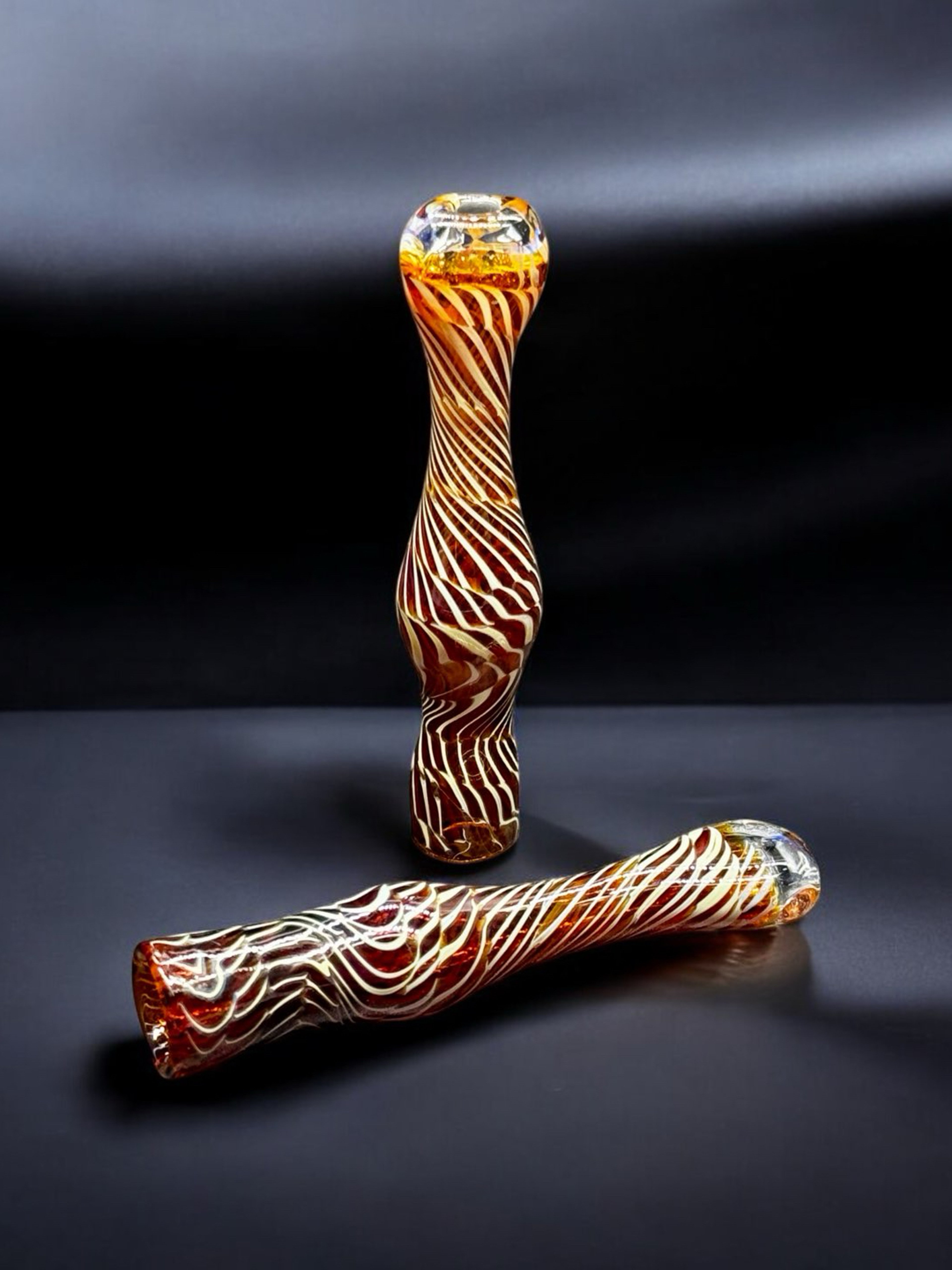 Amber Swirl Hand-Blown Chillum Glass Pipe – 3.5” Artistic One-Hitter image 0