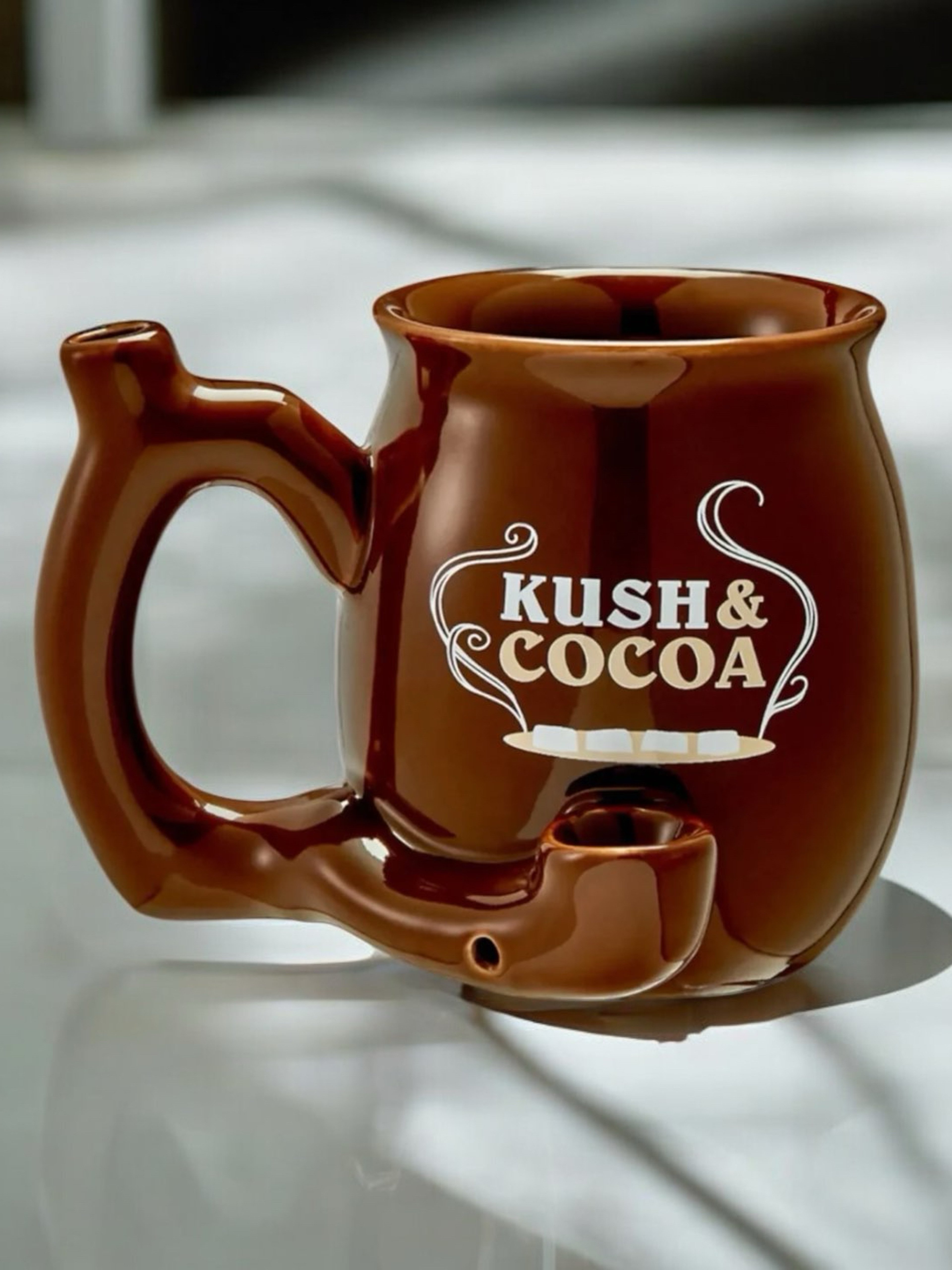 Kush & Cocoa Brown Ceramic Mug Pipe image 0