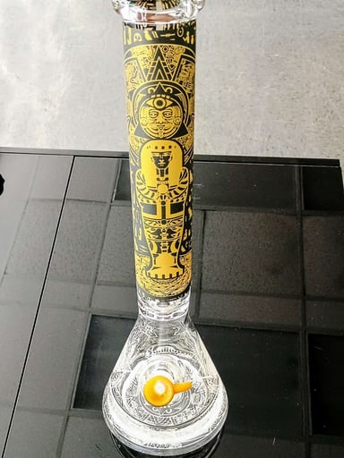 Preview pic of Egyptian Hieroglyph 16" Glow in the dark Beaker Bong
