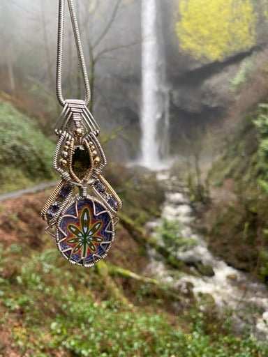 Preview pic of Jason Burress x Dapo - Alex Gray inspired Wire Wrap Pendant