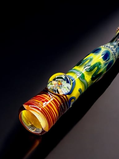 Preview pic of Hand-Blown Chillum Glass Pipe – 3.3” USA-Made Colorful Glass Art One Hitter