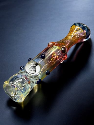 Preview pic of Hand-Blown Chillum Glass Pipe – Abraham Lincoln Art – 3.3” Fumed USA-Made One Hitter