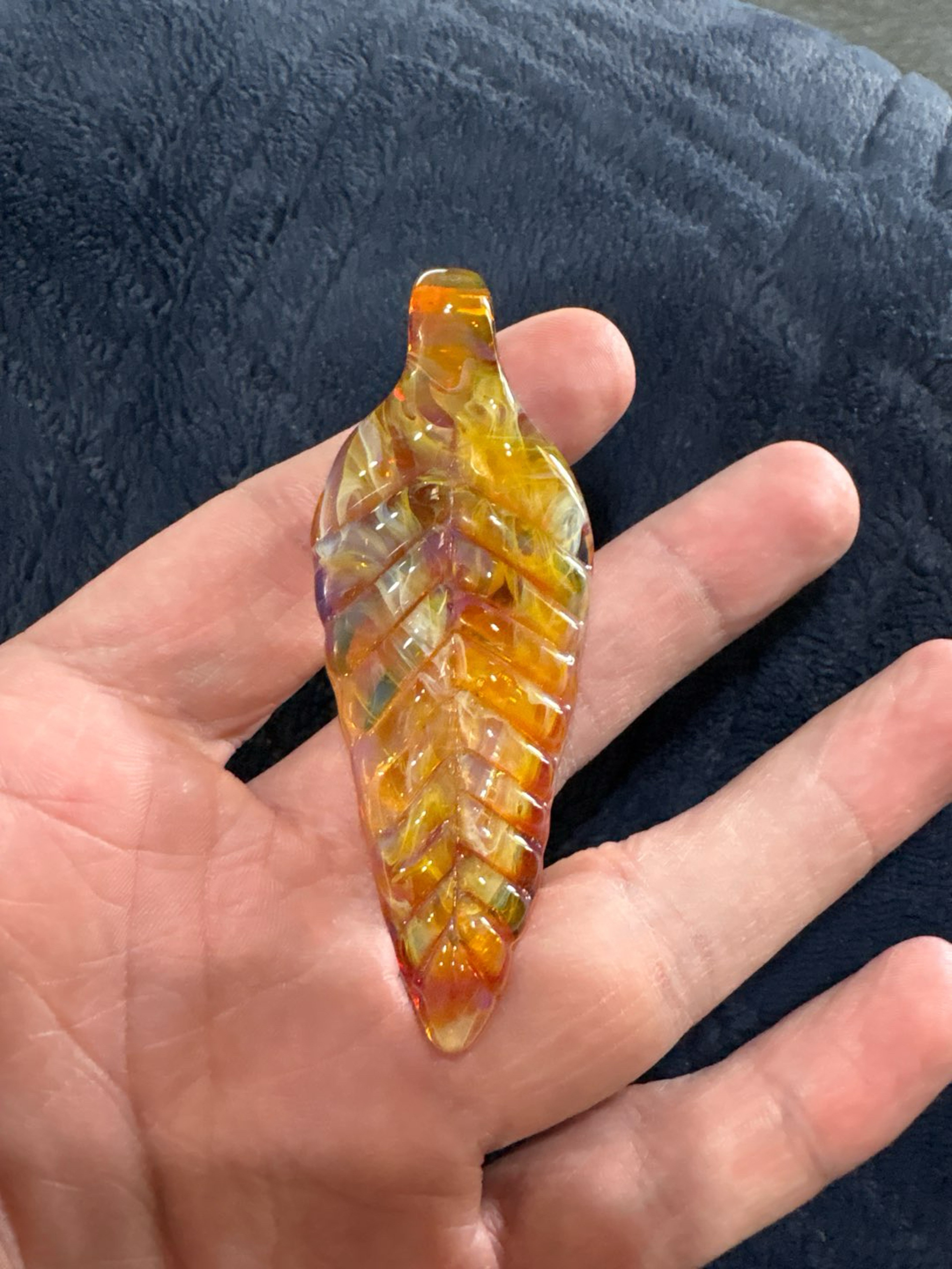 Preview pic of Amber Purple Leaf Pendant