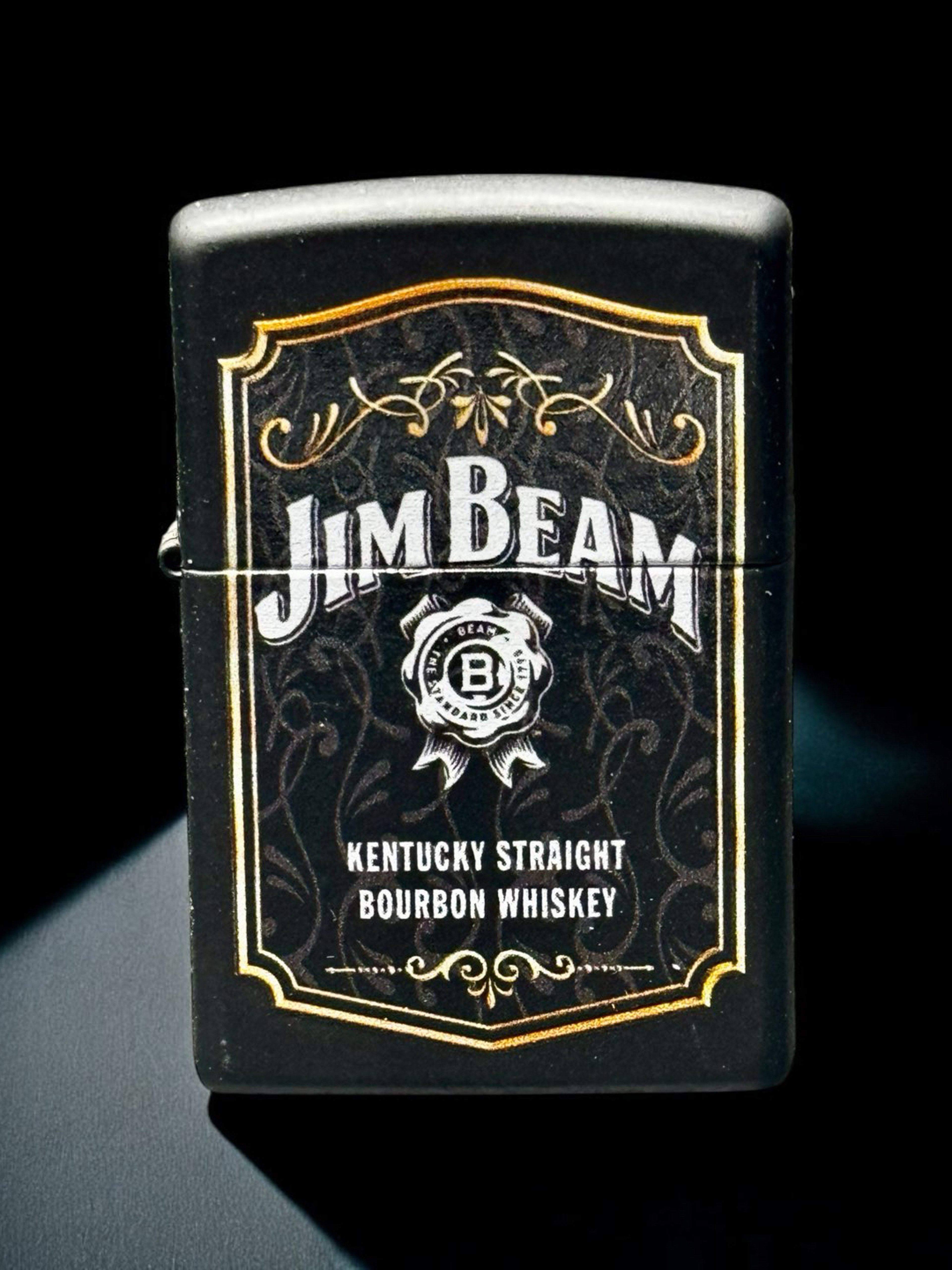 Zippo Jim Beam Bourbon Whiskey Lighter – Authentic Windproof Matte Black Collectible image 0