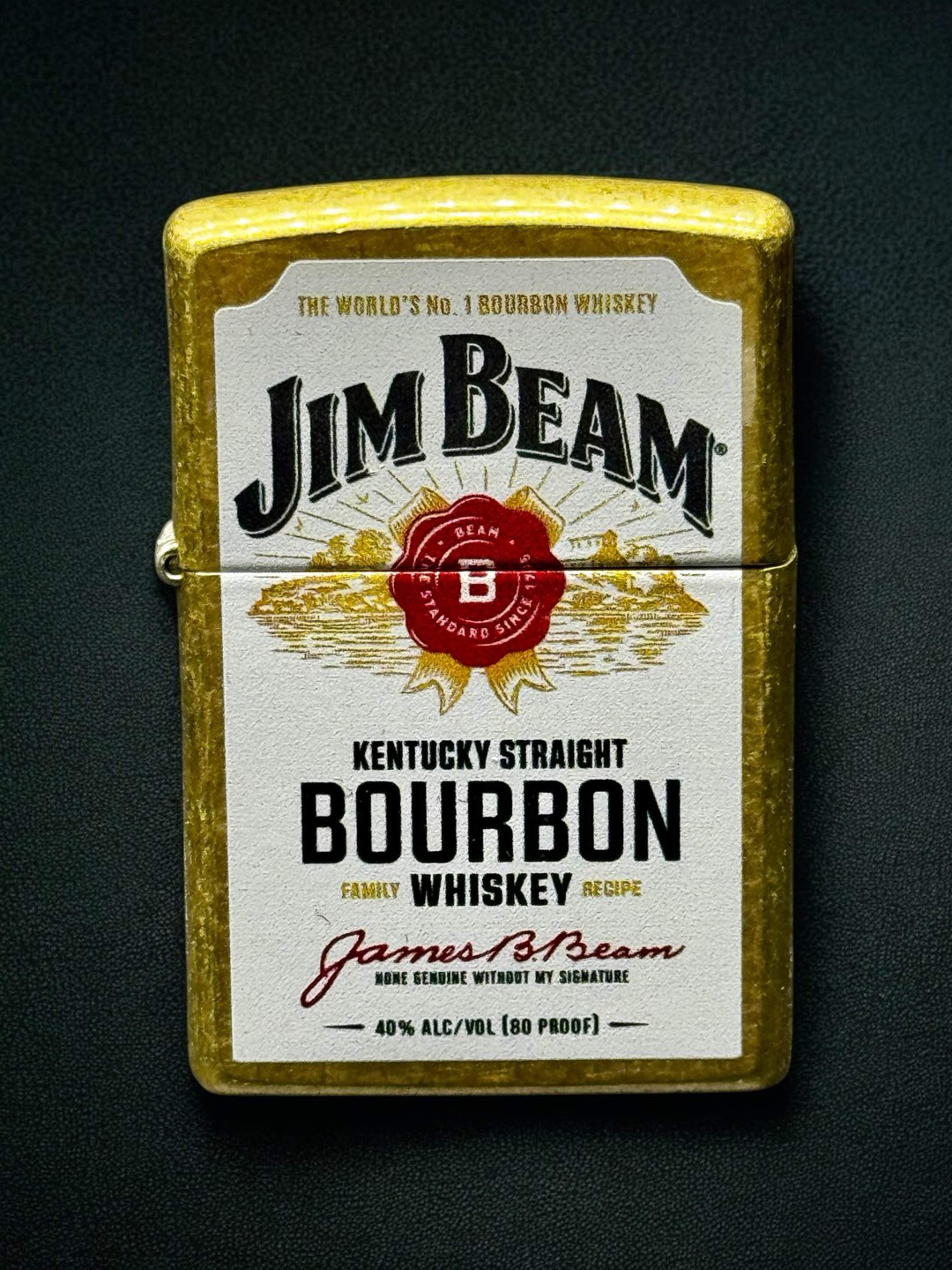 Zippo Jim Beam Gold Lighter – Kentucky Straight Bourbon Whiskey Design, Windproof & Collectible image 0