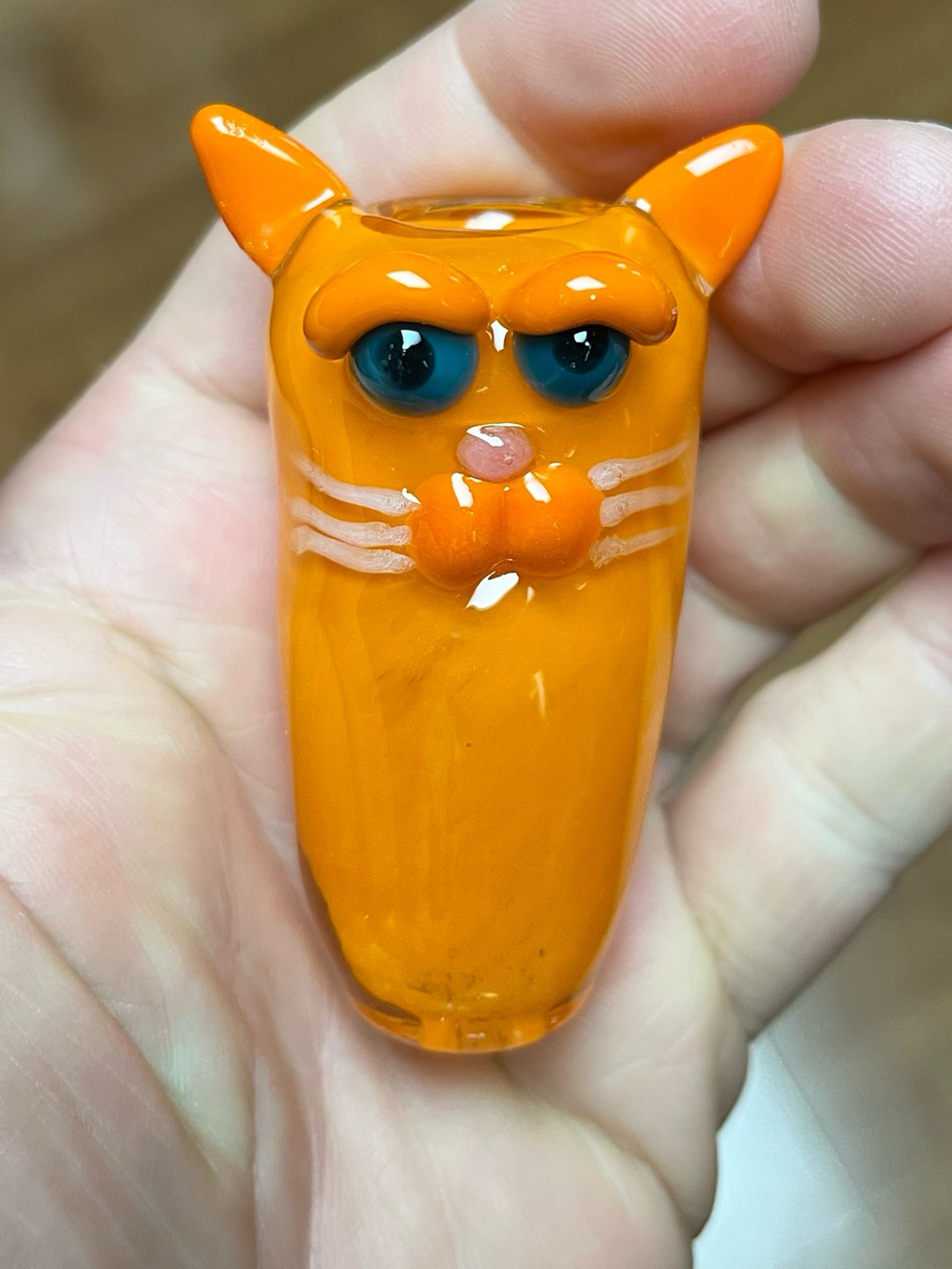 Preview pic of Orange Tabby Push Bowl Cat Chillum.